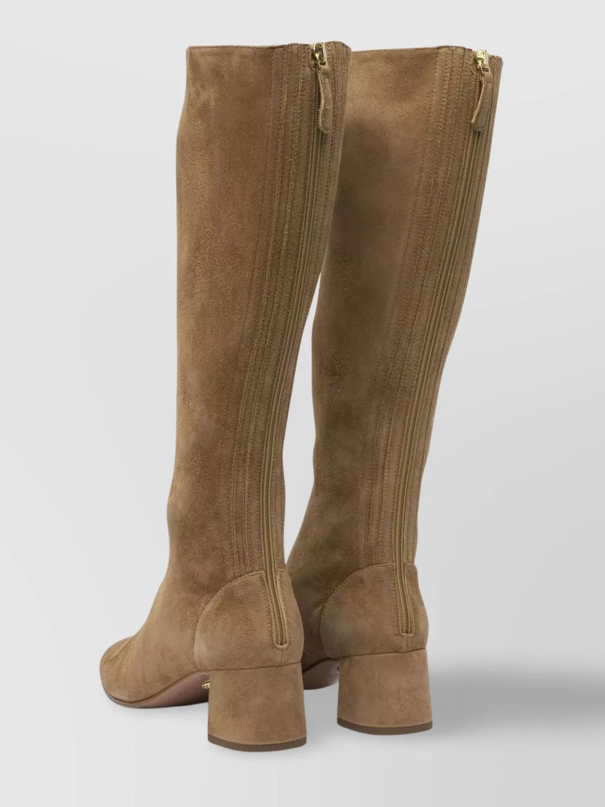 Aquazzura Almond Toe Suede Knee-High Block Heel Boots