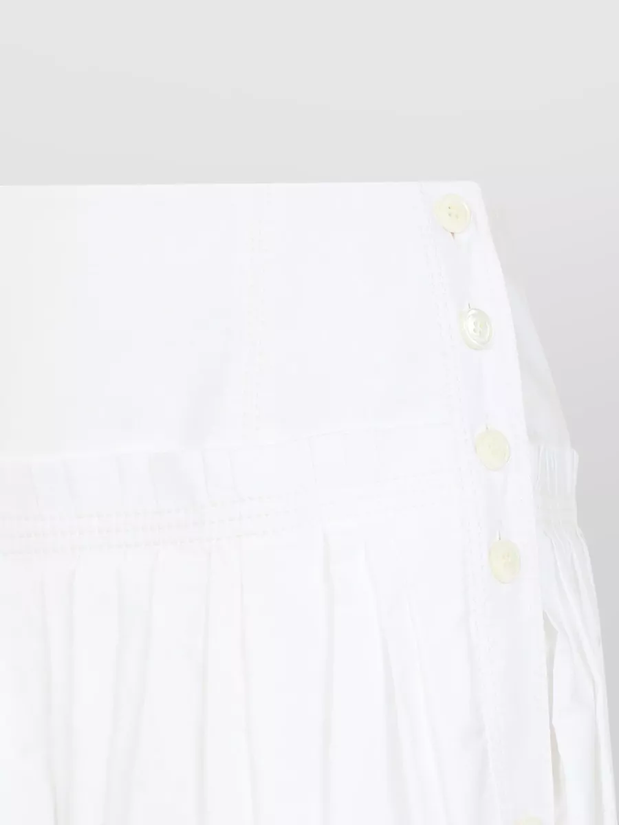 Lanvin Basque Midi Skirt Pleated Cotton Charmeuse