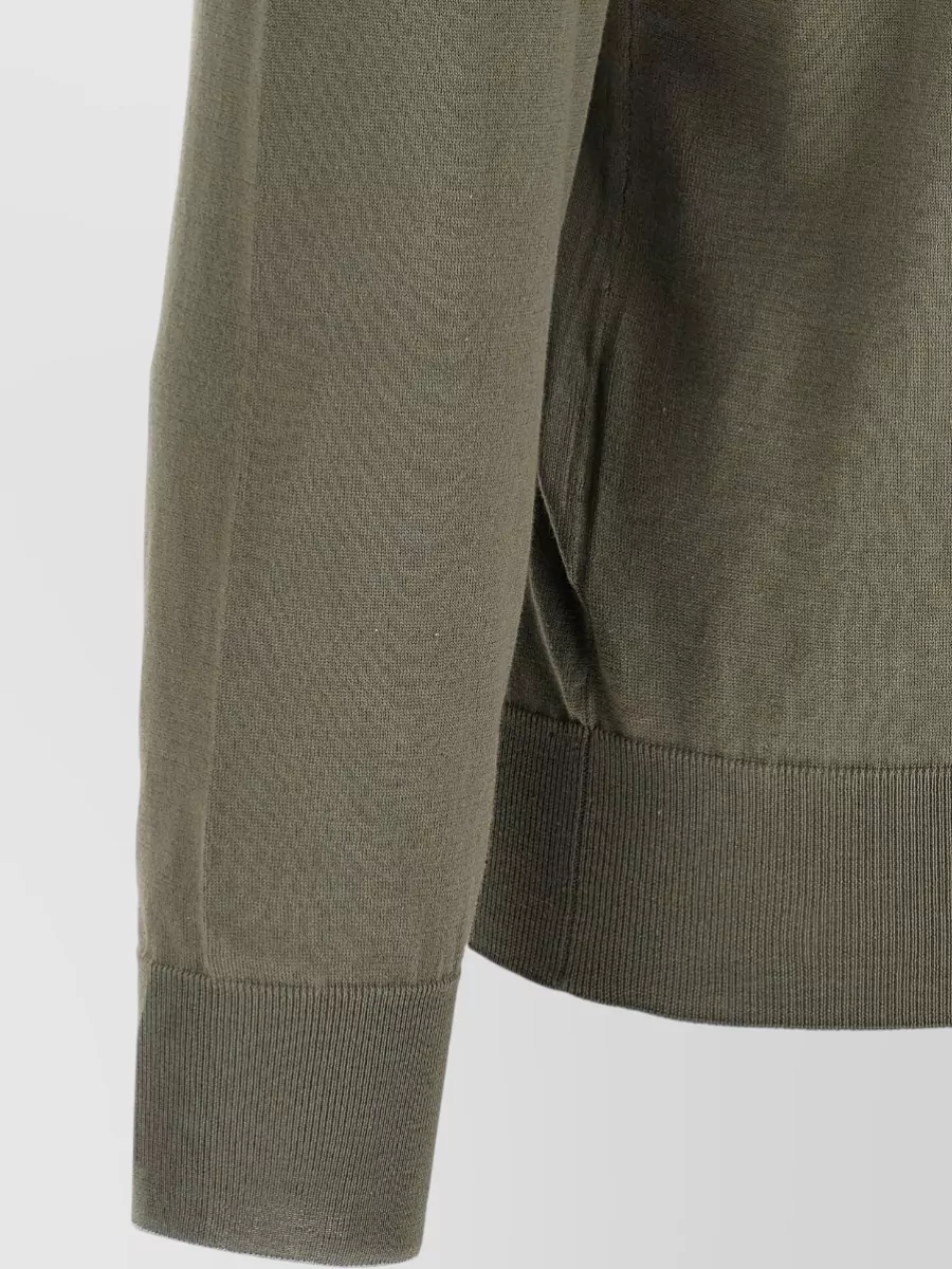 Brunello Cucinelli Knit Cardigan High Collar Ribbed Trims