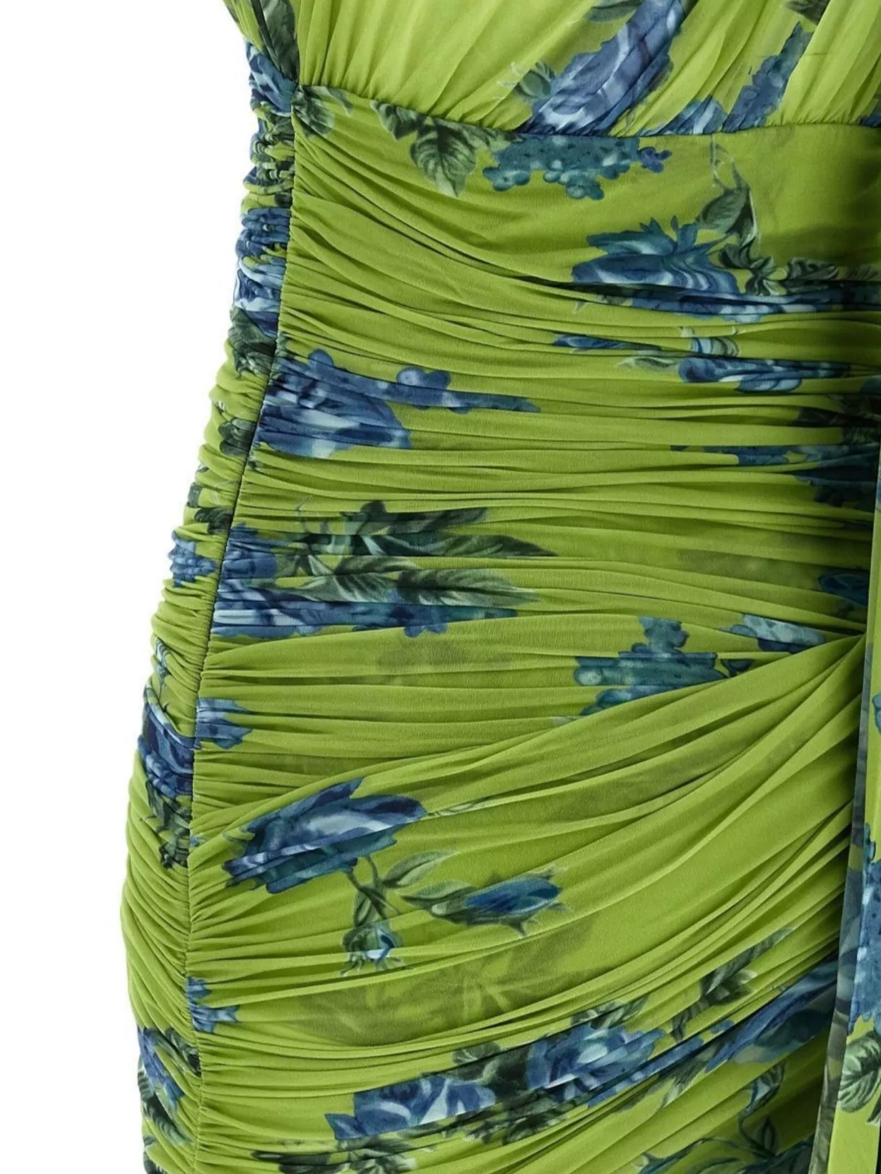 Magda Butrym Draped Floral One Shoulder Ruched Dress In Green