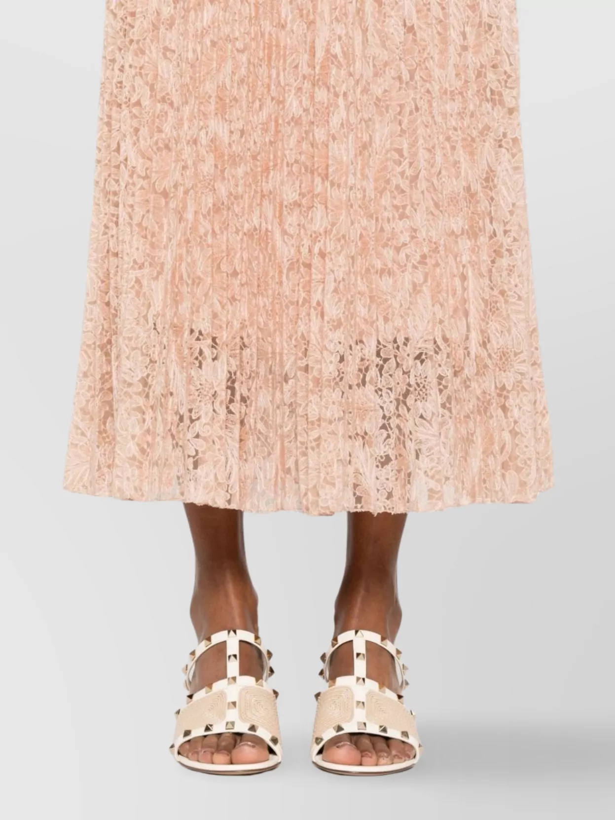 Ermanno Scervino Pleated A-Line Lace Skirt