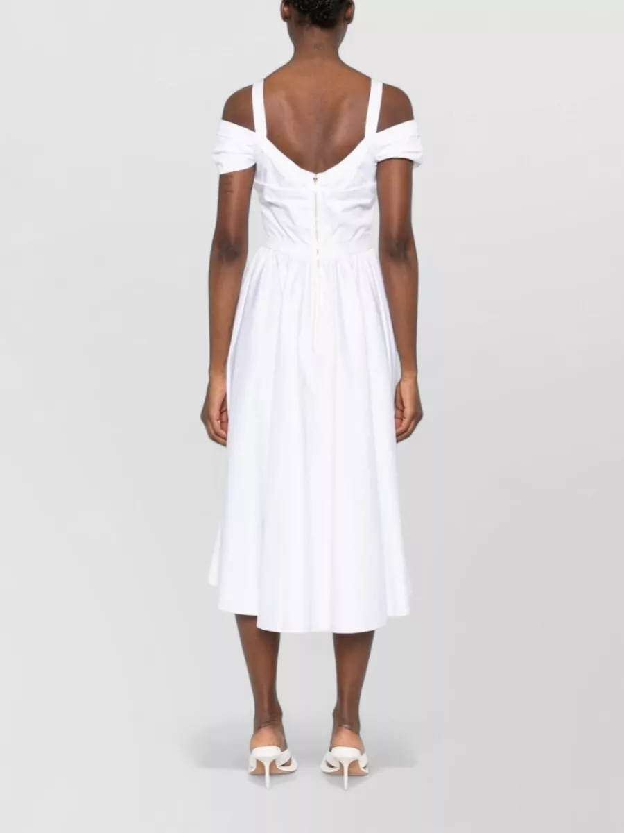 Elisabetta Franchi Off Shoulder Midi Dress Chain Detail