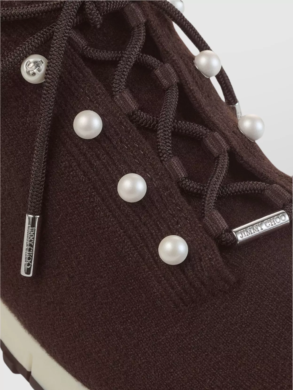 Jimmy Choo Knit Sneakers Pearl Embellishments
