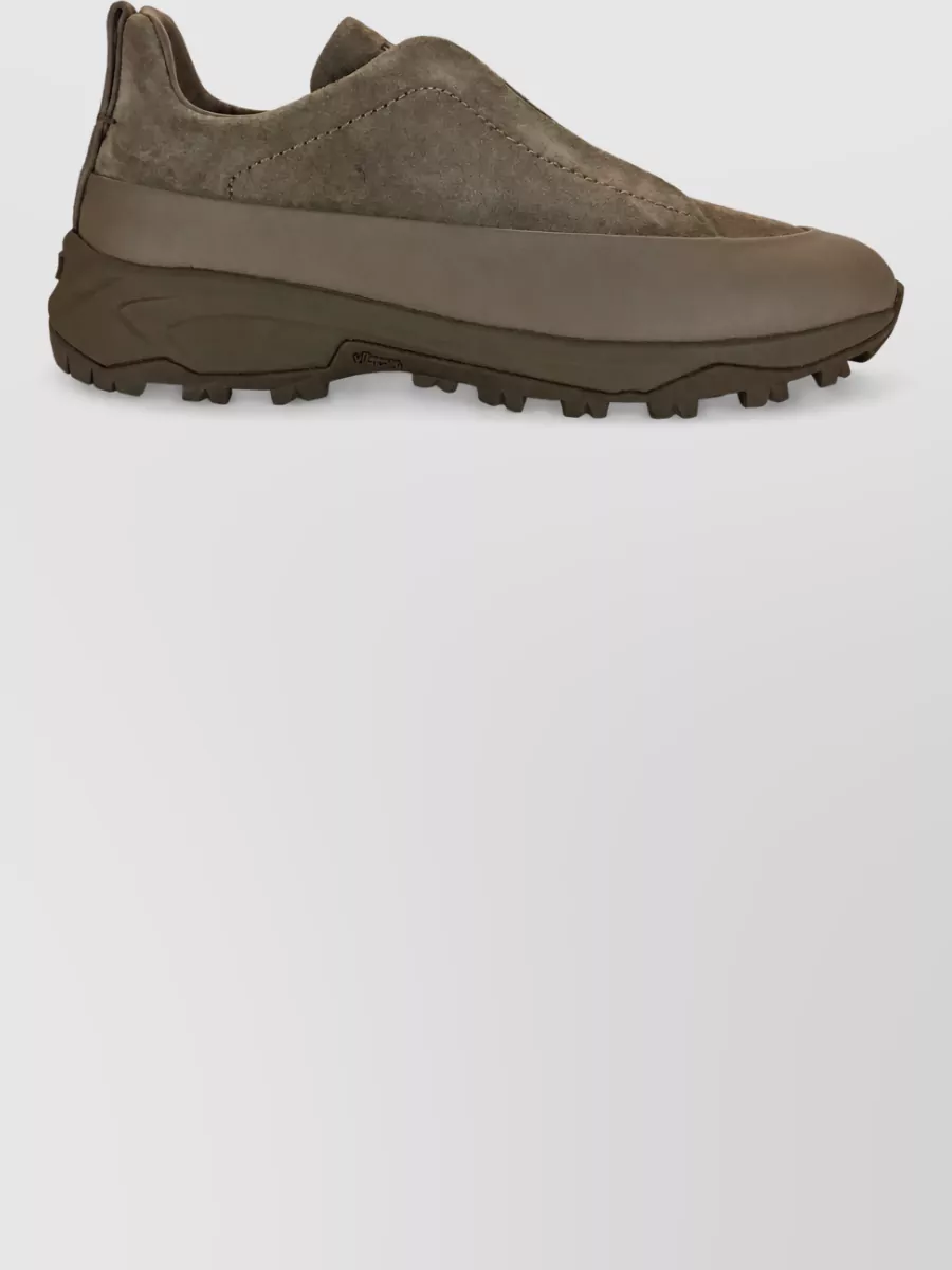 Zegna Leather Slip-On Sneakers