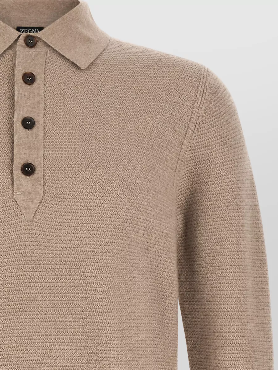 Zegna Cashmere Long-Sleeve Polo Sweater