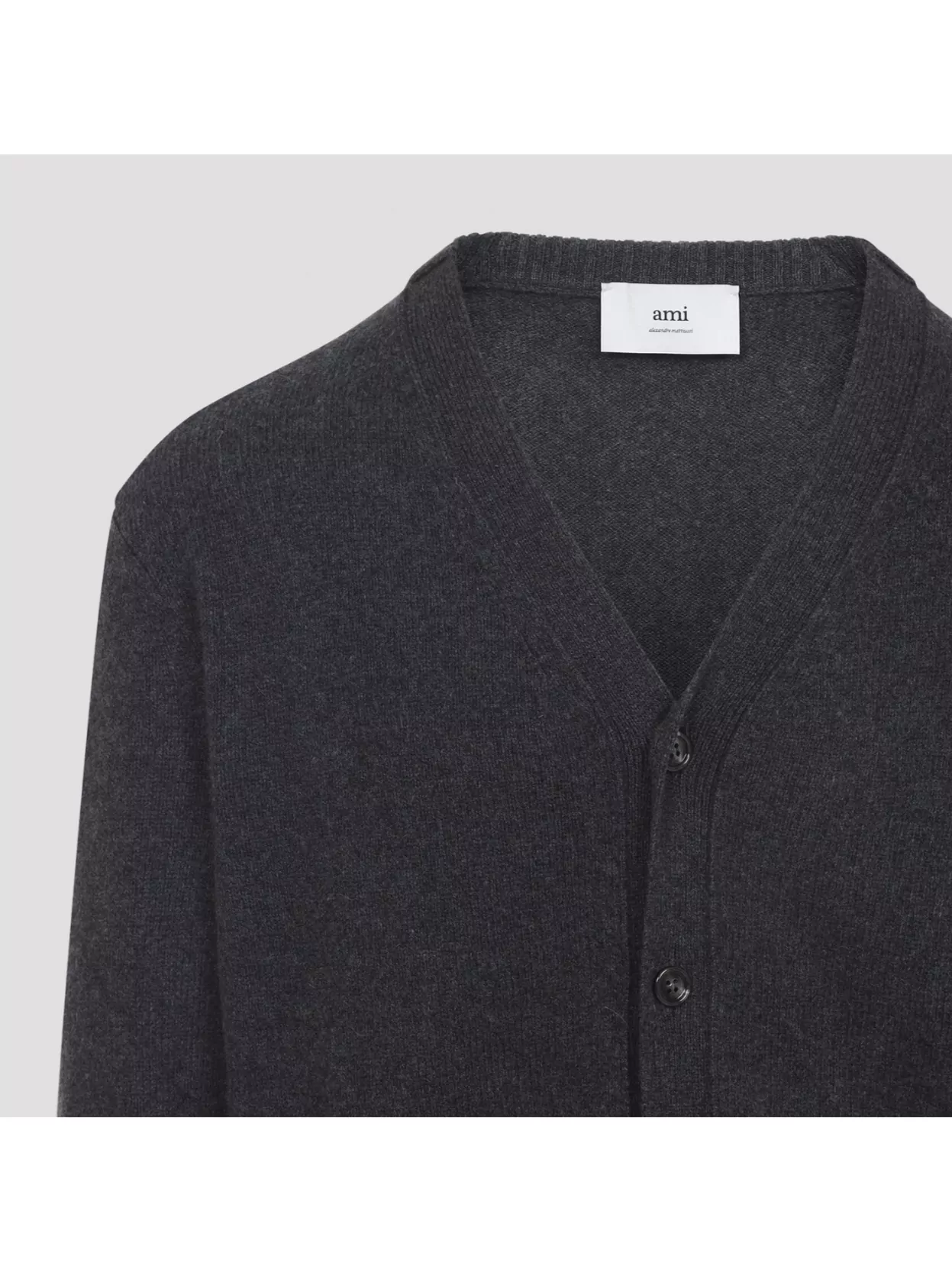 Ami Alexandre Mattiussi Ami Cashmere Blend Cardigan With Deep V-neck In Gray