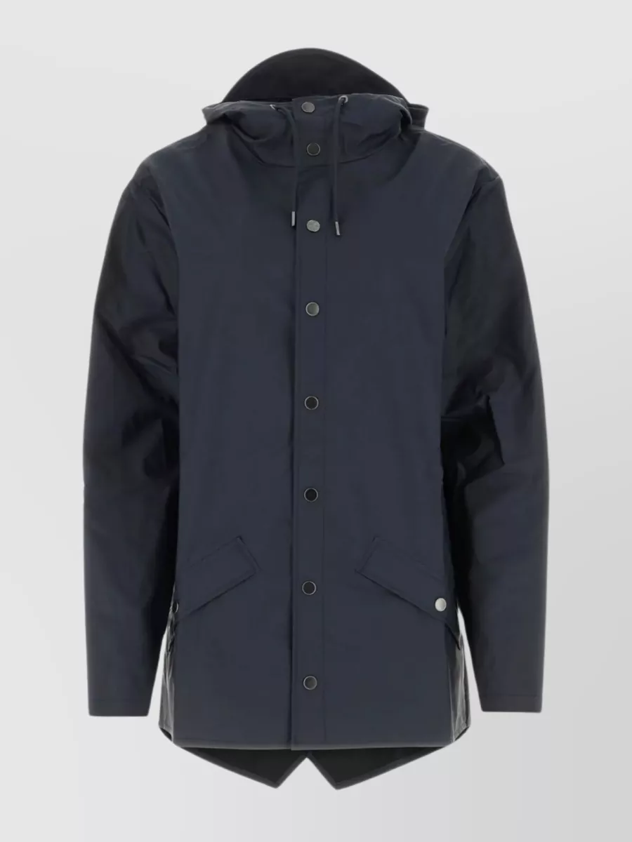 Shop Rains Longer Back Raincoat With Hood And Vent In Blue