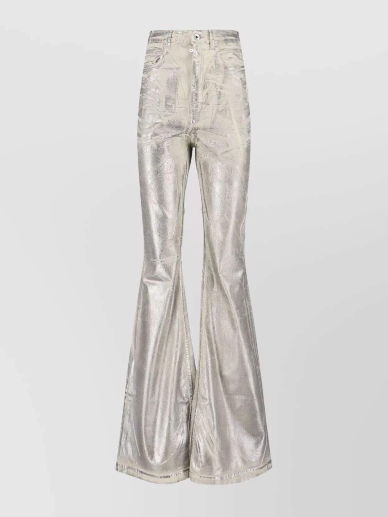 Rick Owens Drkshdw Straight Trousers Flared Metallic Finish In Neutral
