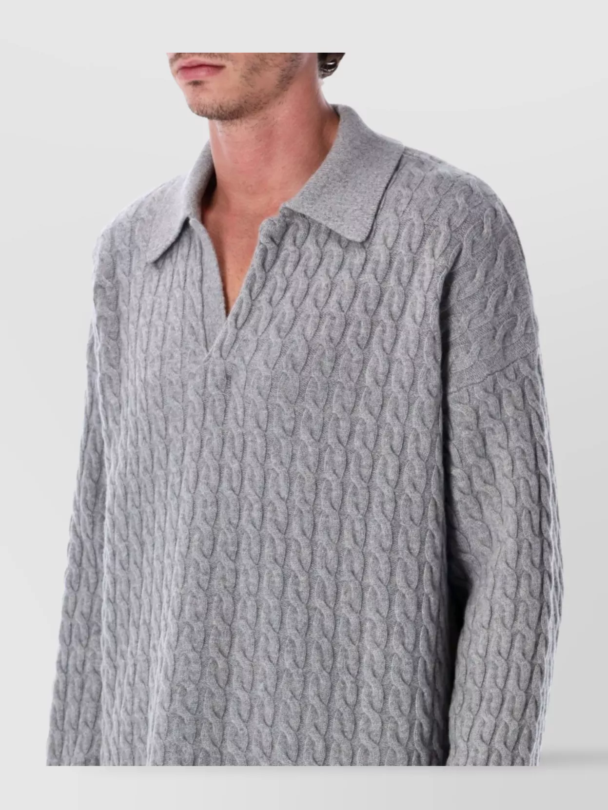 Ami Paris Textured Knit Polo Cable Design