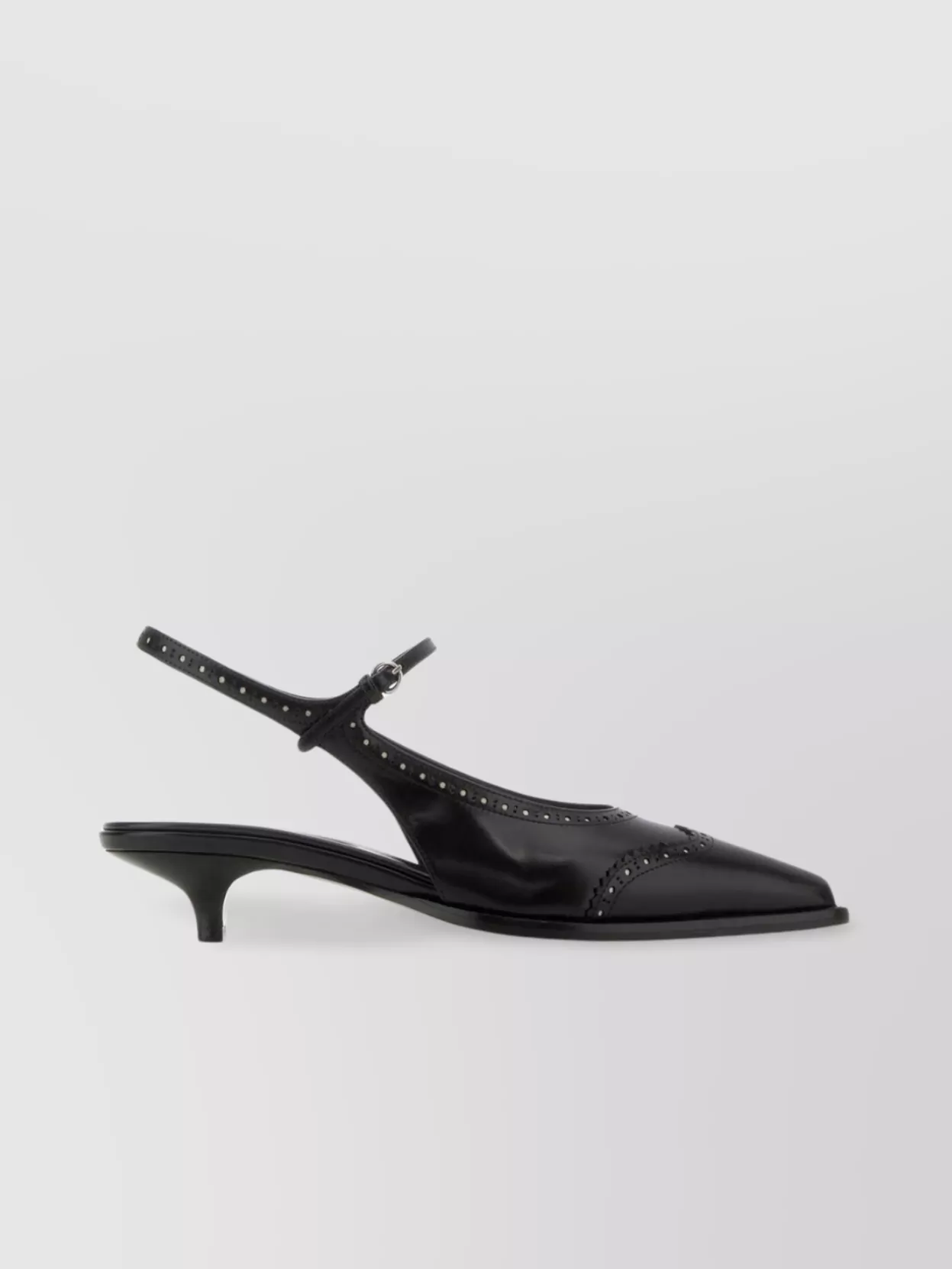 Miu Miu Leather Brogue Pumps With Kitten Heel