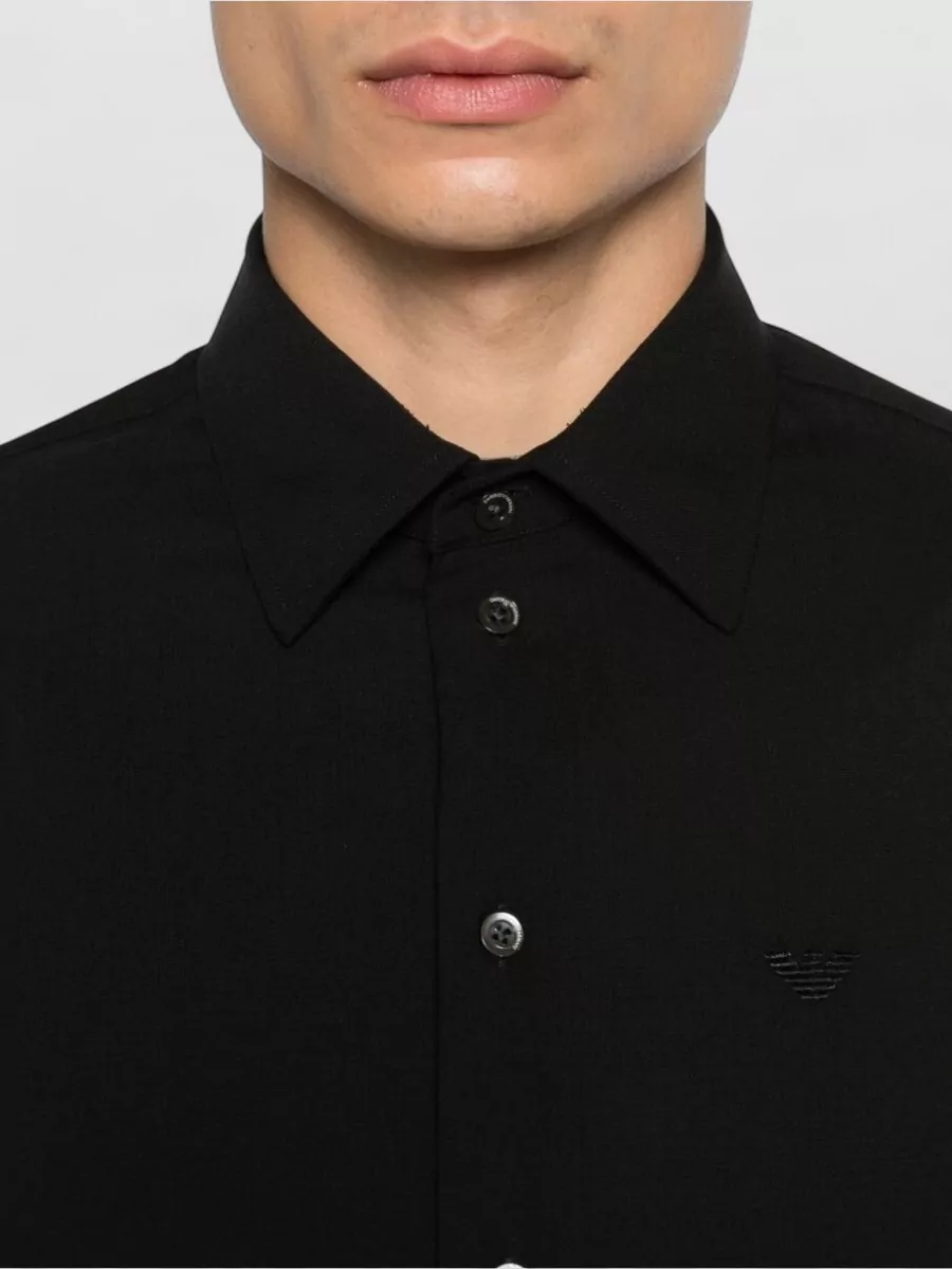 Emporio Armani Wool Shirt Long Sleeves Button Down Collar