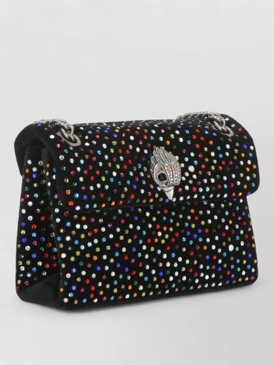 Kurt Geiger Shoulder Bag Velvet Pattern Rhinestone Detail