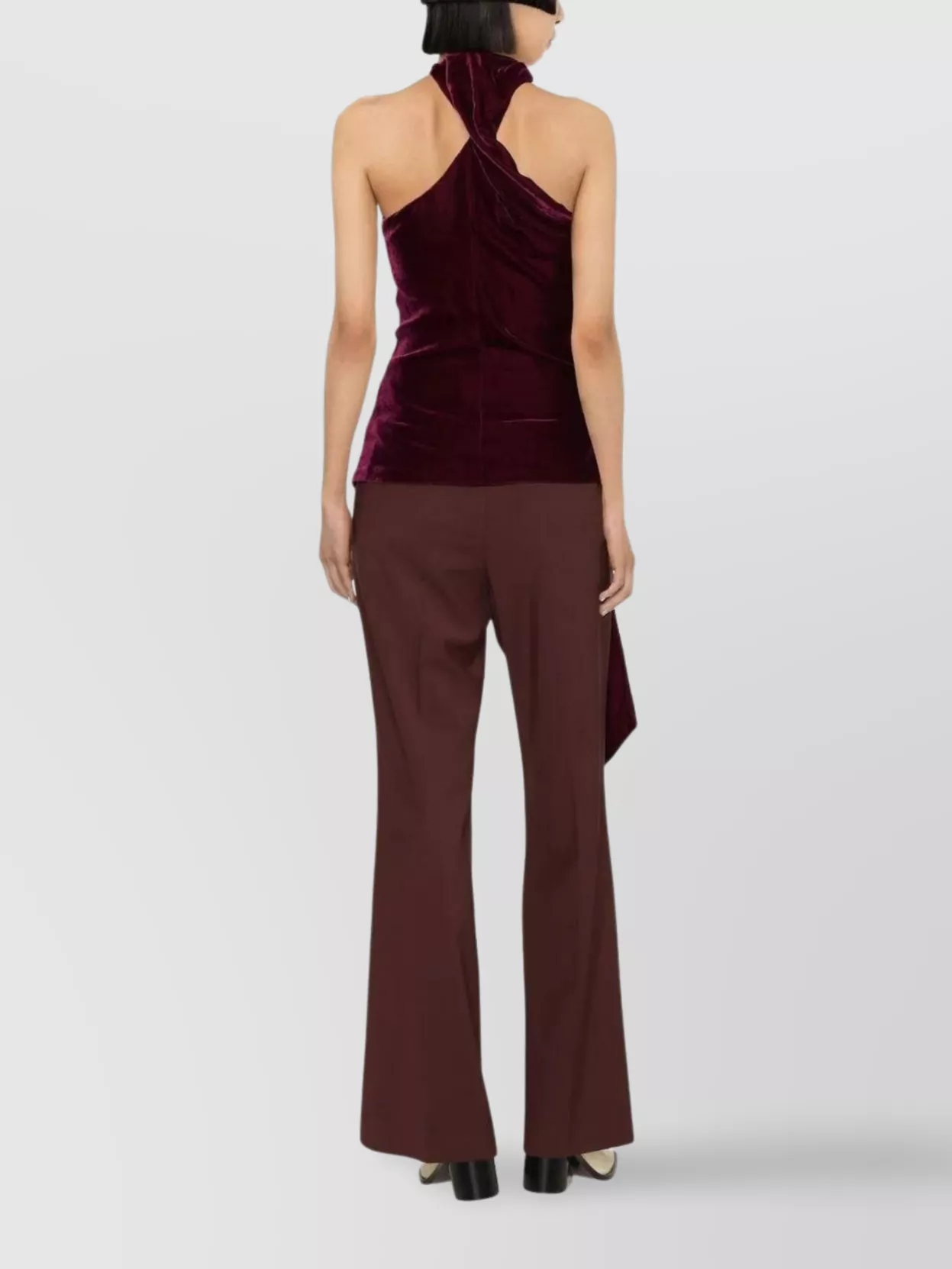 Stella Mccartney Halterneck Velvet Top Draped Detailing