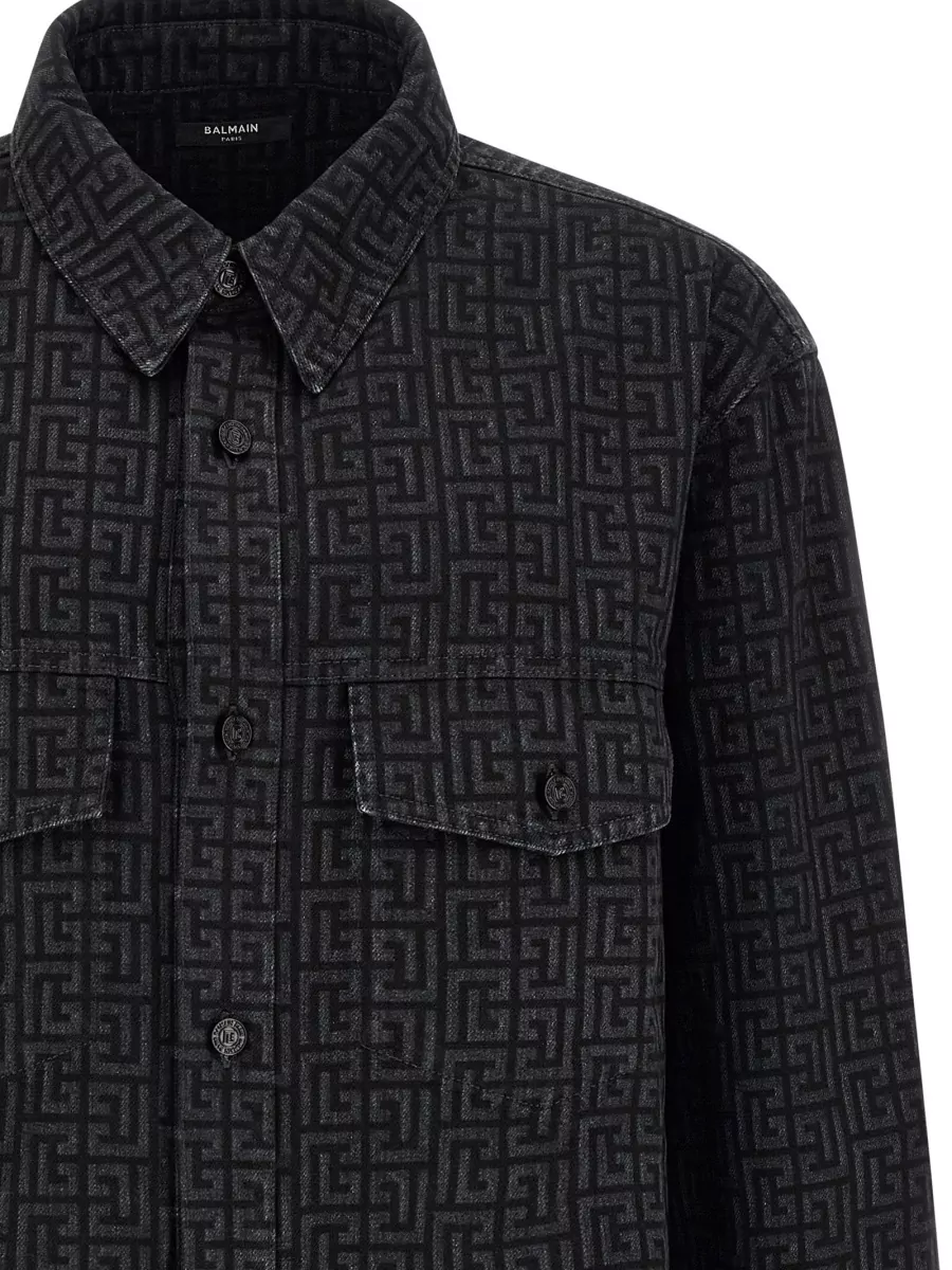 Balmain Denim Monogram Overshirt