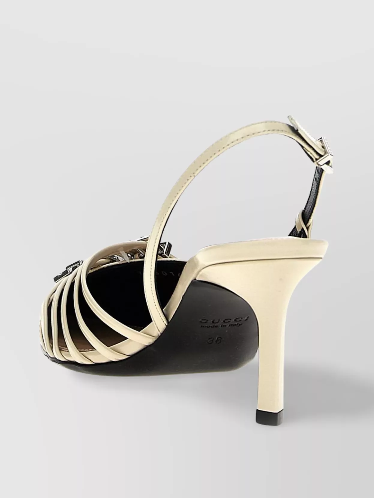 Gucci Pointed Toe Strappy Mid Heel Pumps With Buckle