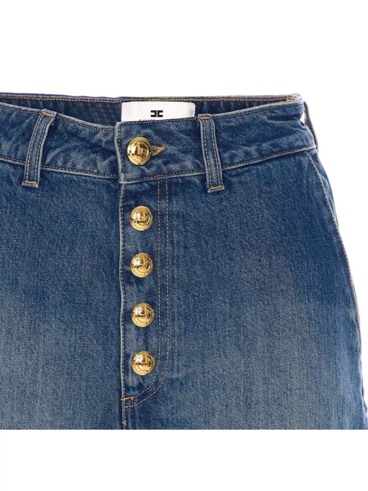 Elisabetta Franchi High Waist Denim Shorts With Button Detailing