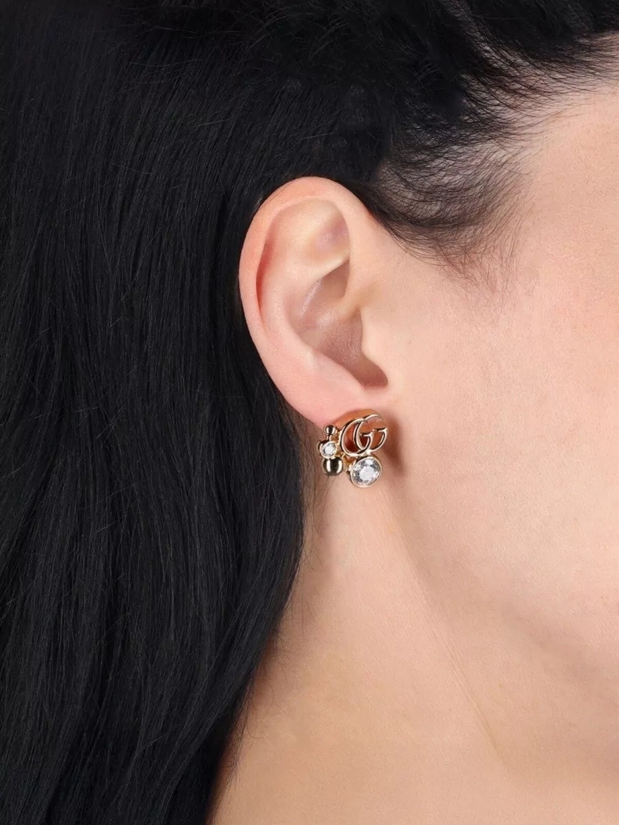 Gucci Crystal-Embellished Logo-Detail Earrings