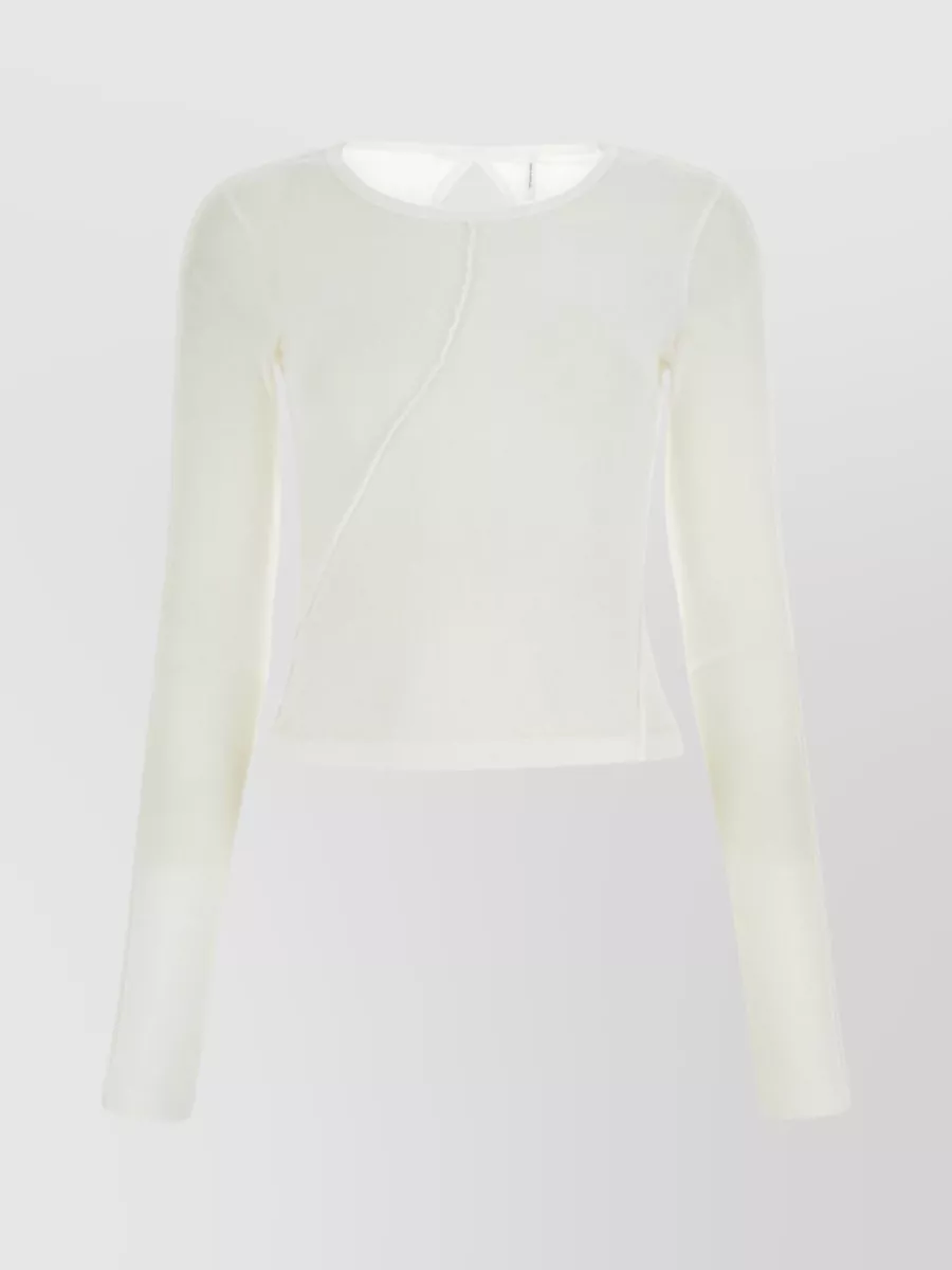 Shop Helmut Lang Cotton Ribbed Crop With Back Cut-out In White