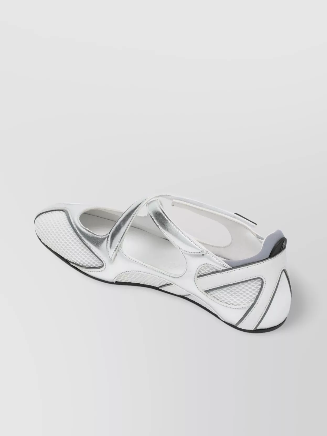 Attico Cross Strap Mesh Ballet Flats Round Toe