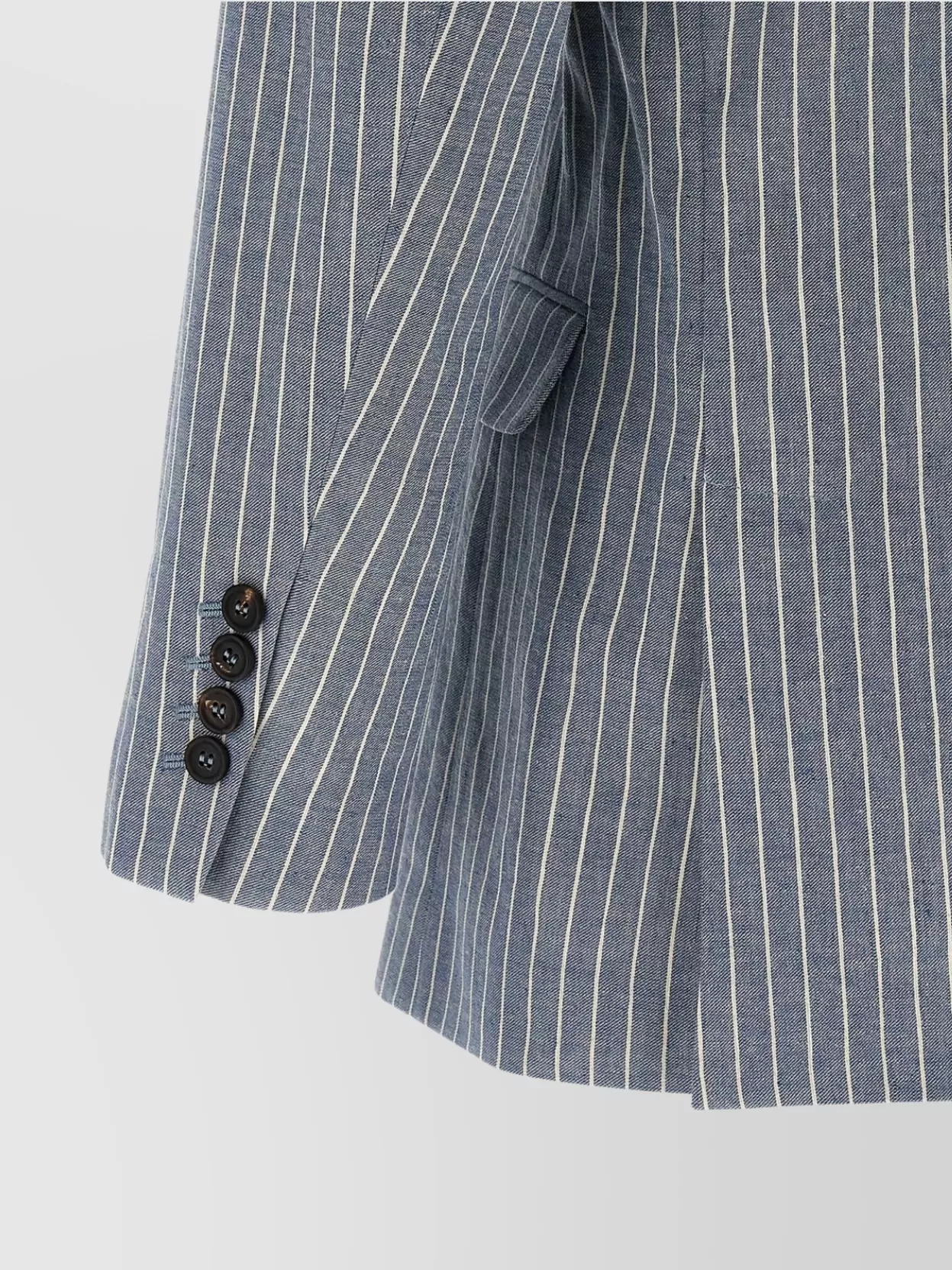 Brunello Cucinelli Striped Twill Blazer Lapel Pockets