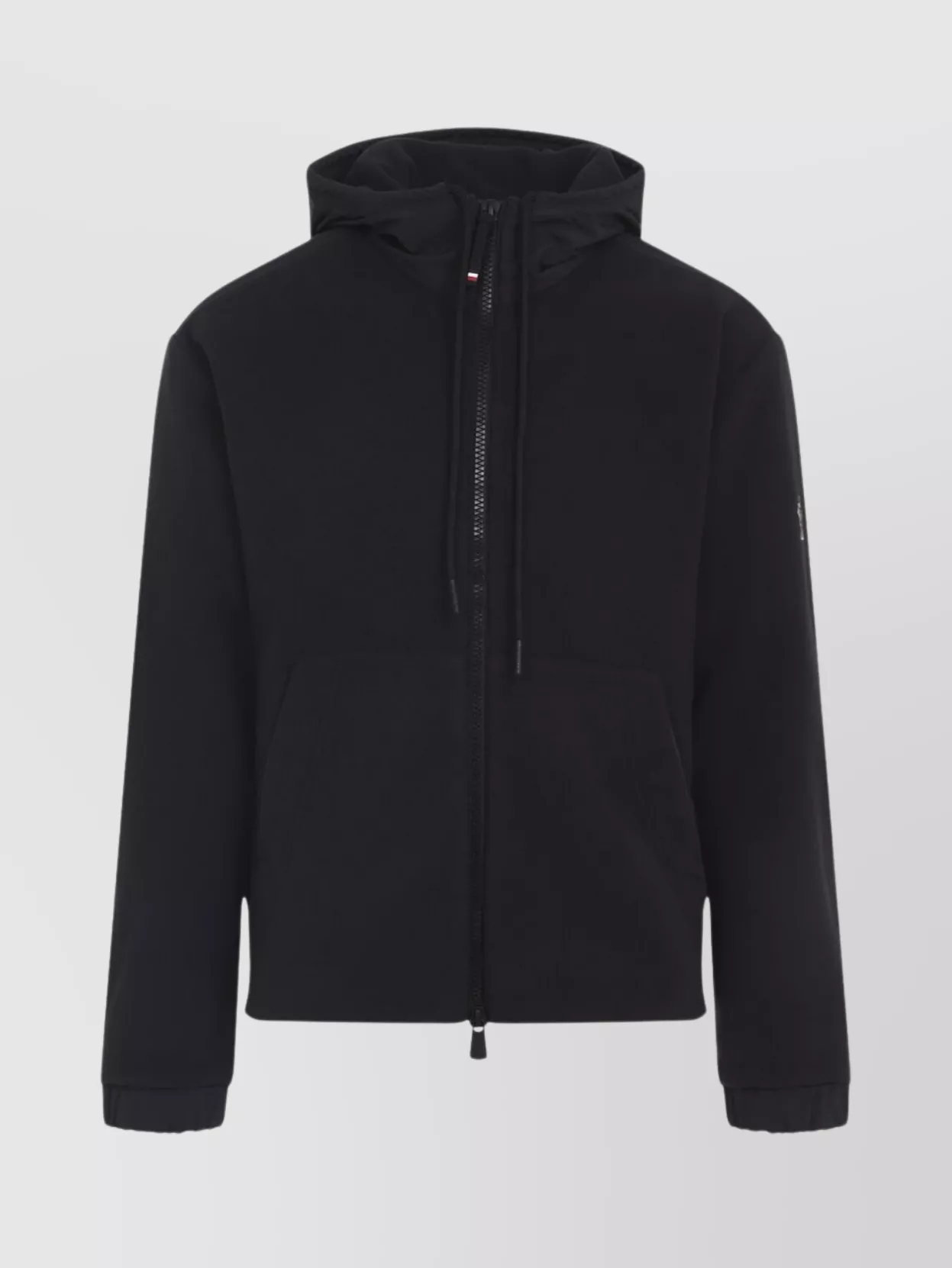 Moncler Zip Up Jacket With Hood And Pockets In Black