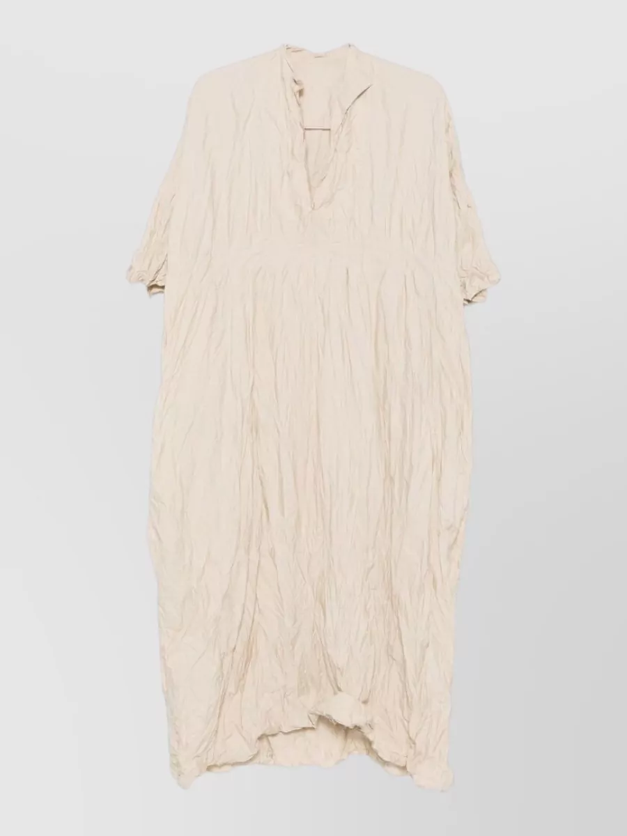 Daniela Gregis Crinkled V-Neck Midi Dress