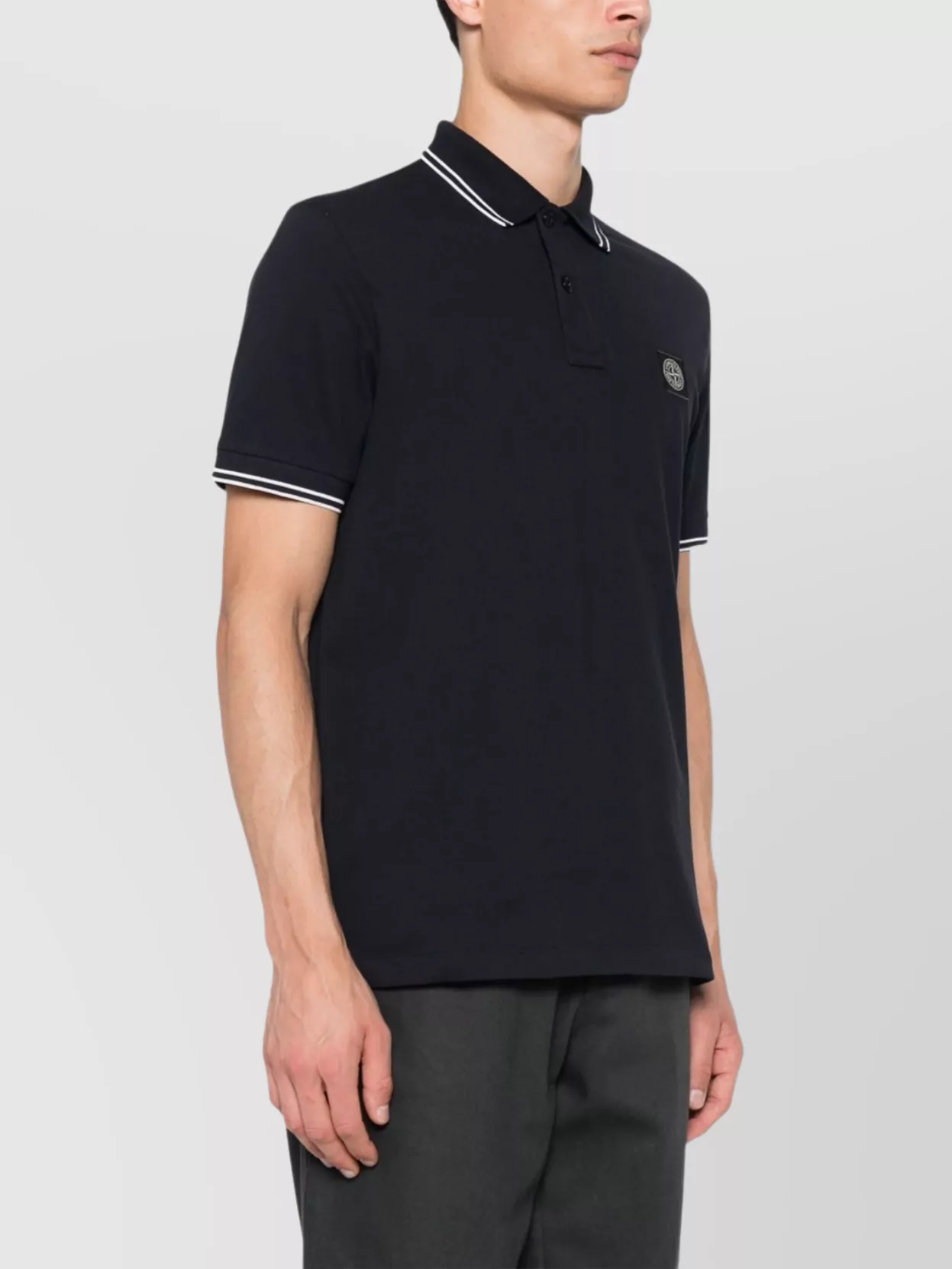 Stone Island Stretch Organic Cotton Piqué Polo Shirt