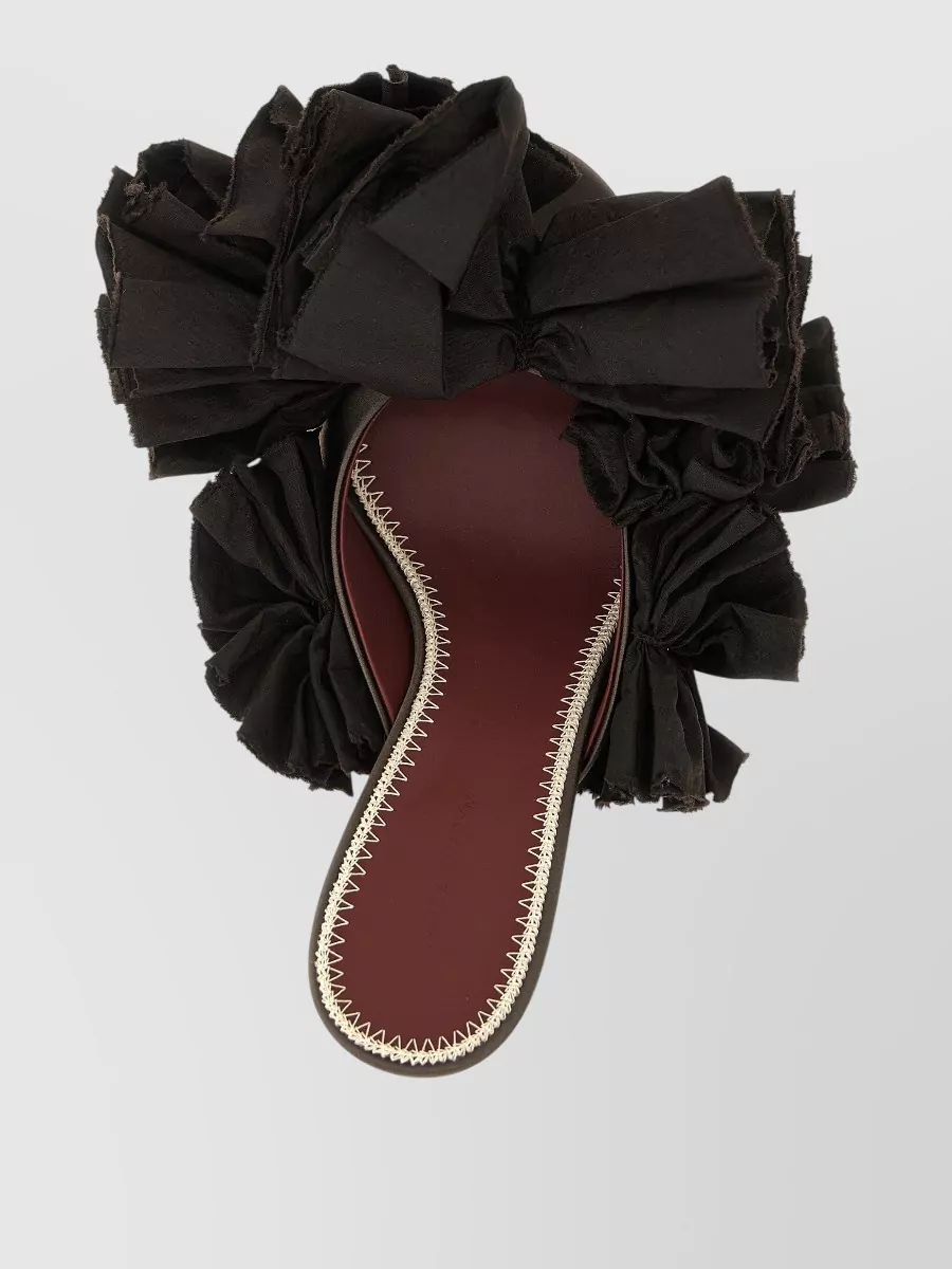 Magda Butrym Silk Satin Floral Appliqué Mules