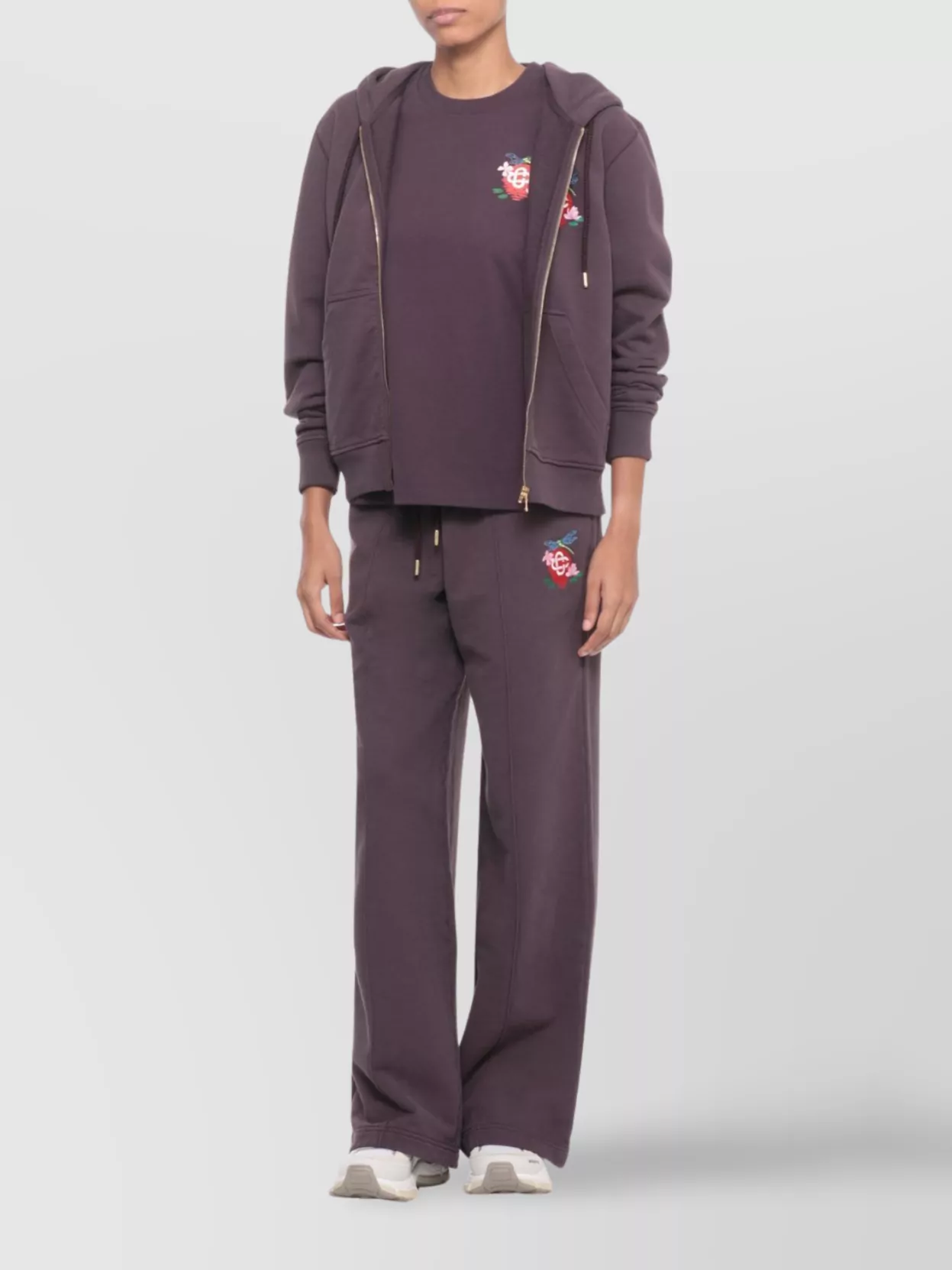 Casablanca Dragonfly Floral Embroidery Jogging Pants In Purple
