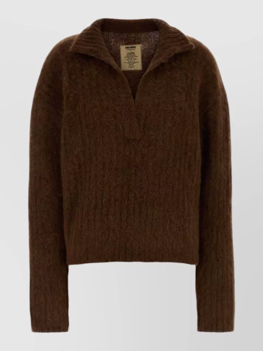 Uma Wang alpaca blend ribbed v-neck sweater