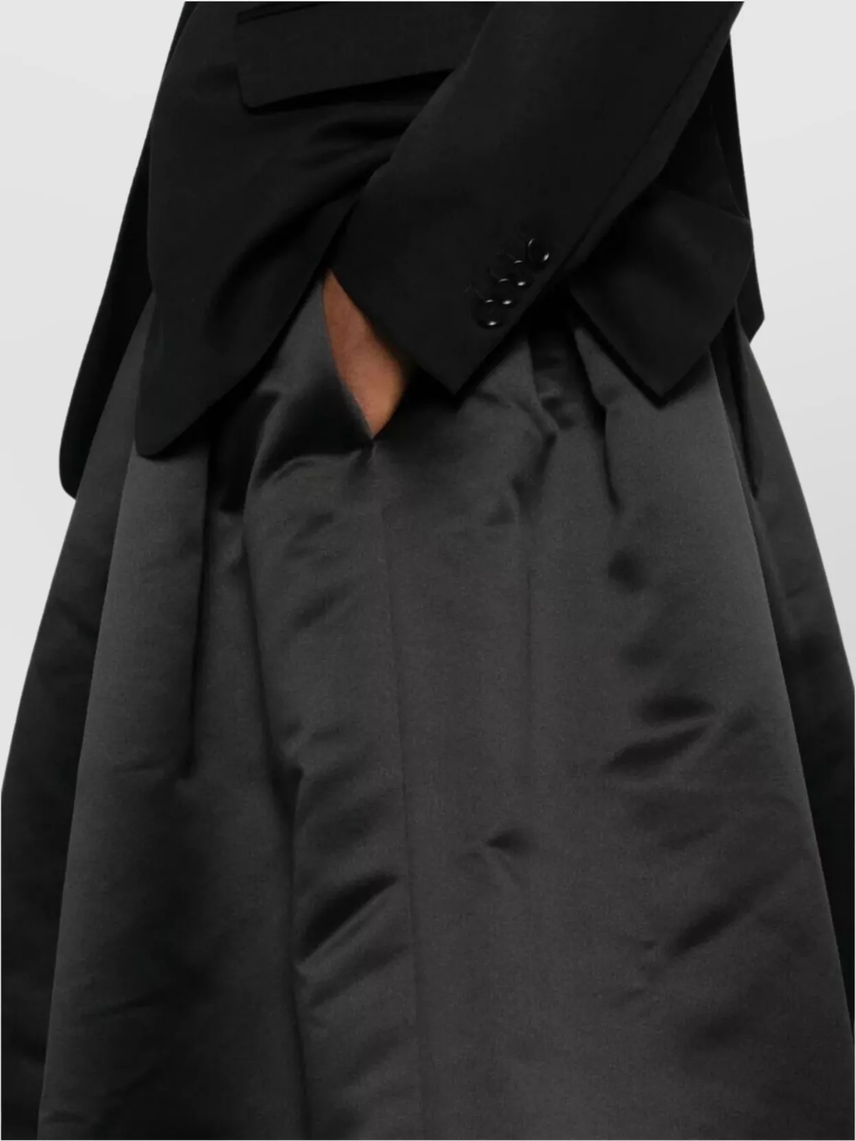 Comme Des Garçons Pleated Satin Finish Midi Length Skirt