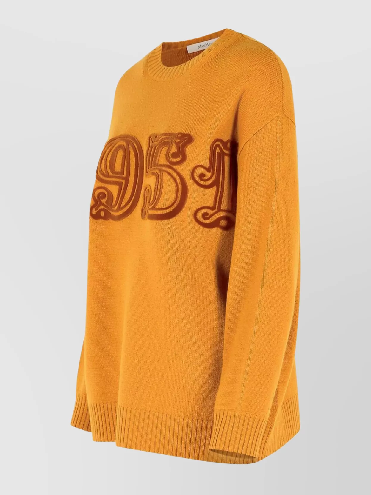 Max Mara Wool Blend Crew Neck T-shirt With Embroidered Detail