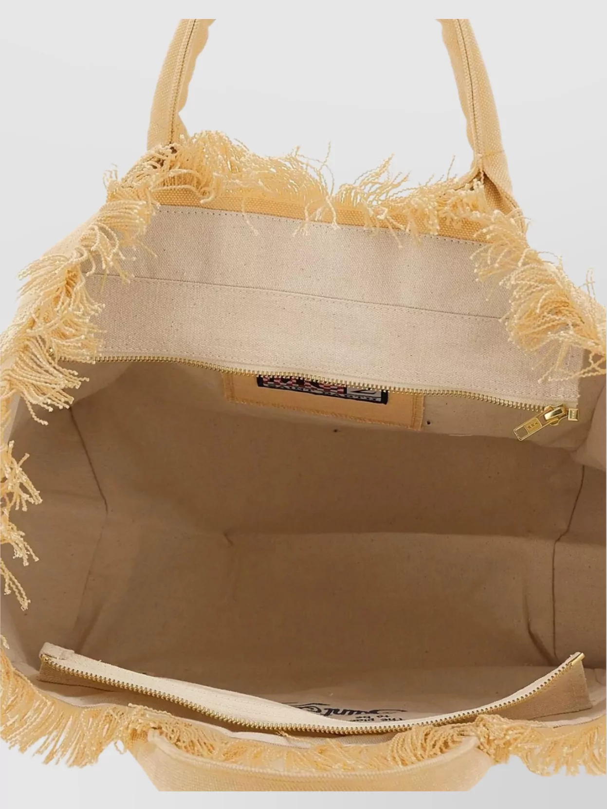 Saint Barth Fringed Top Handle Shoulder Bag In Neutral