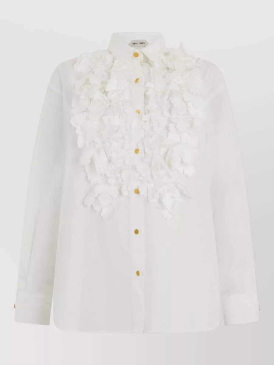 Alberta Ferretti cotton ruffled long-sleeve shirt