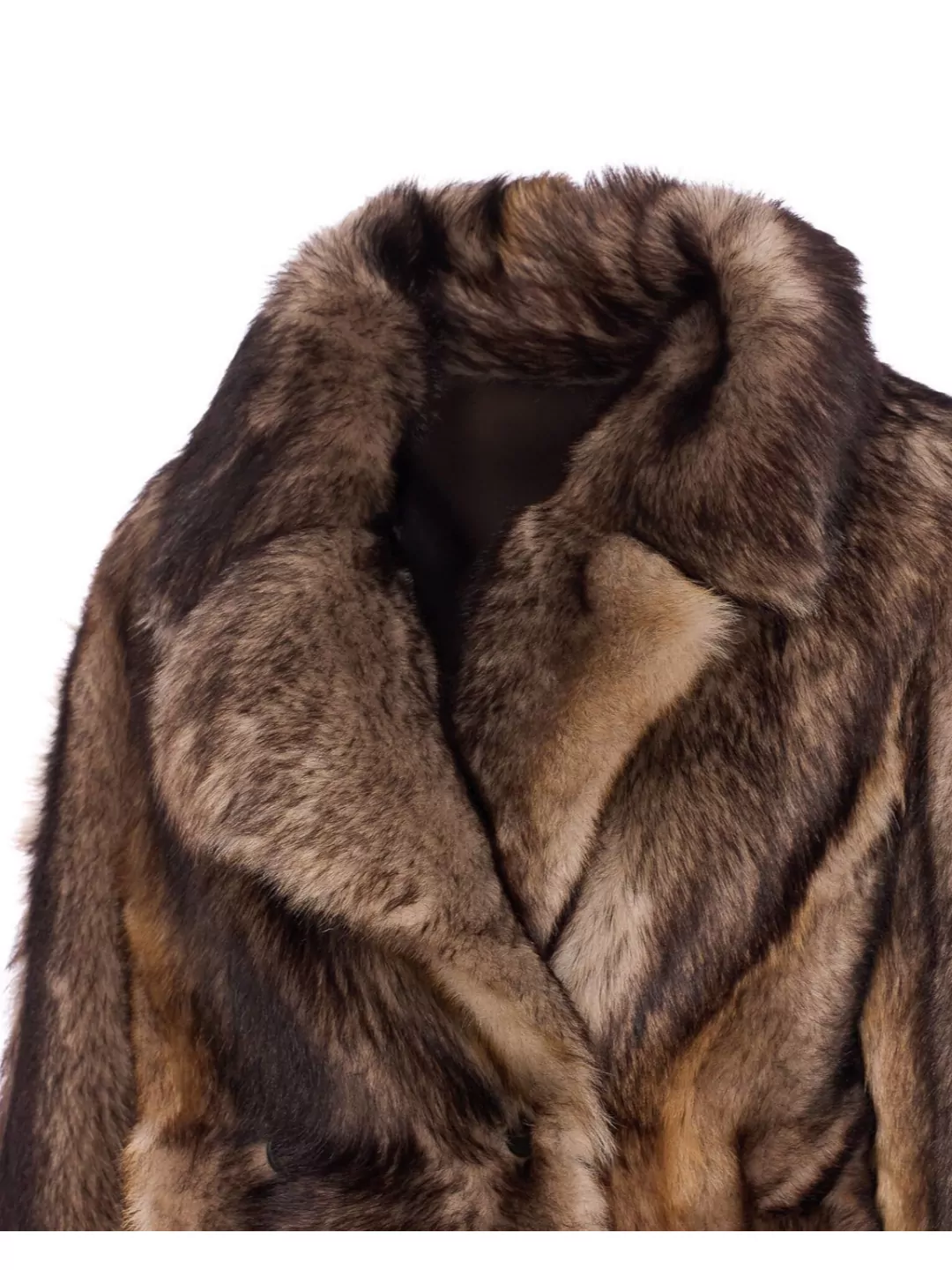 Yves Salomon Double-Breasted Long Coat Faux Fur