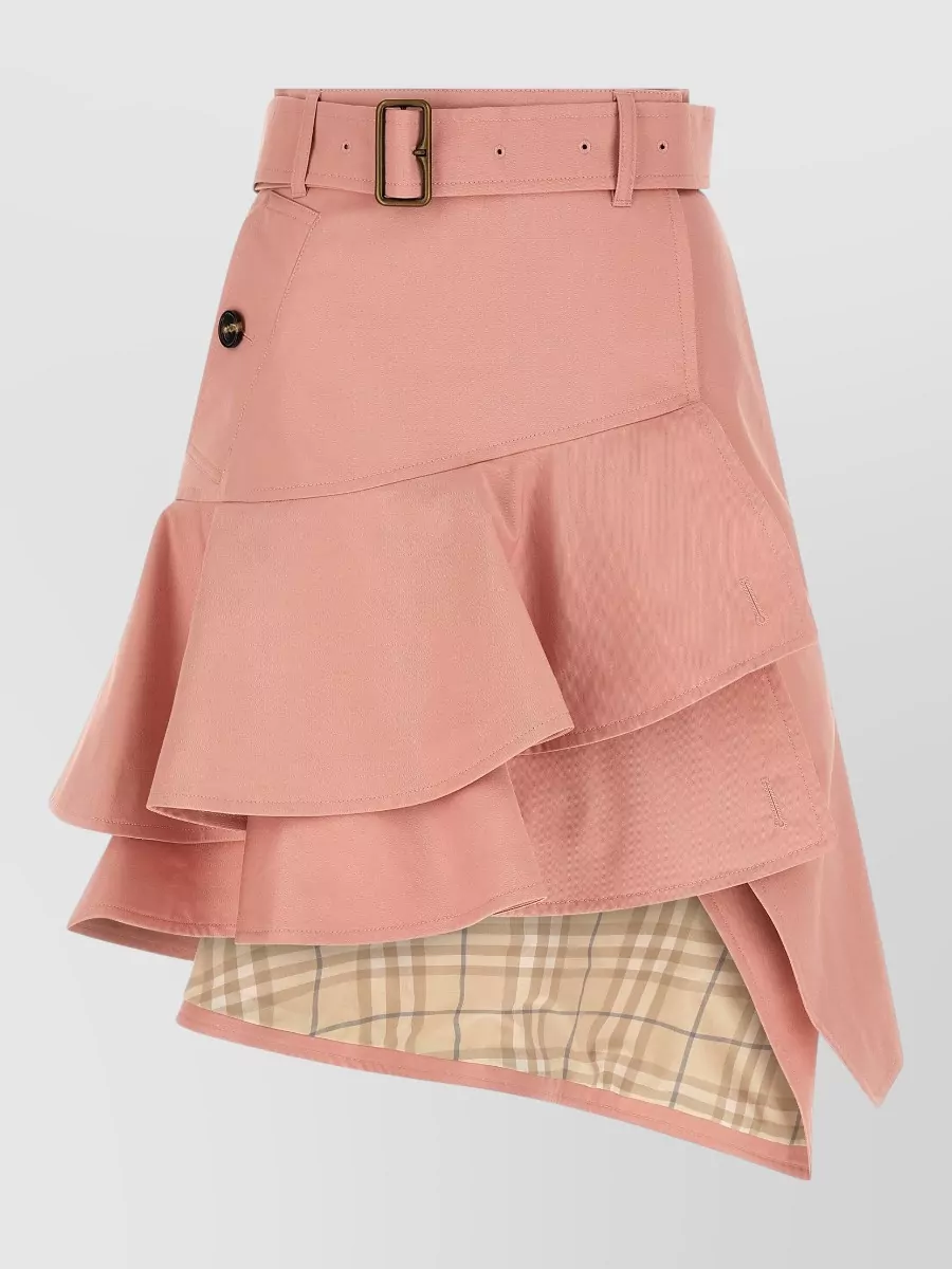 Burberry Cotton High-Rise Asymmetric Mini Skirt
