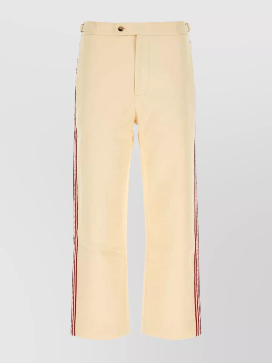 Shop Bode Wide-leg Cotton Trousers With Front Crease In Cream