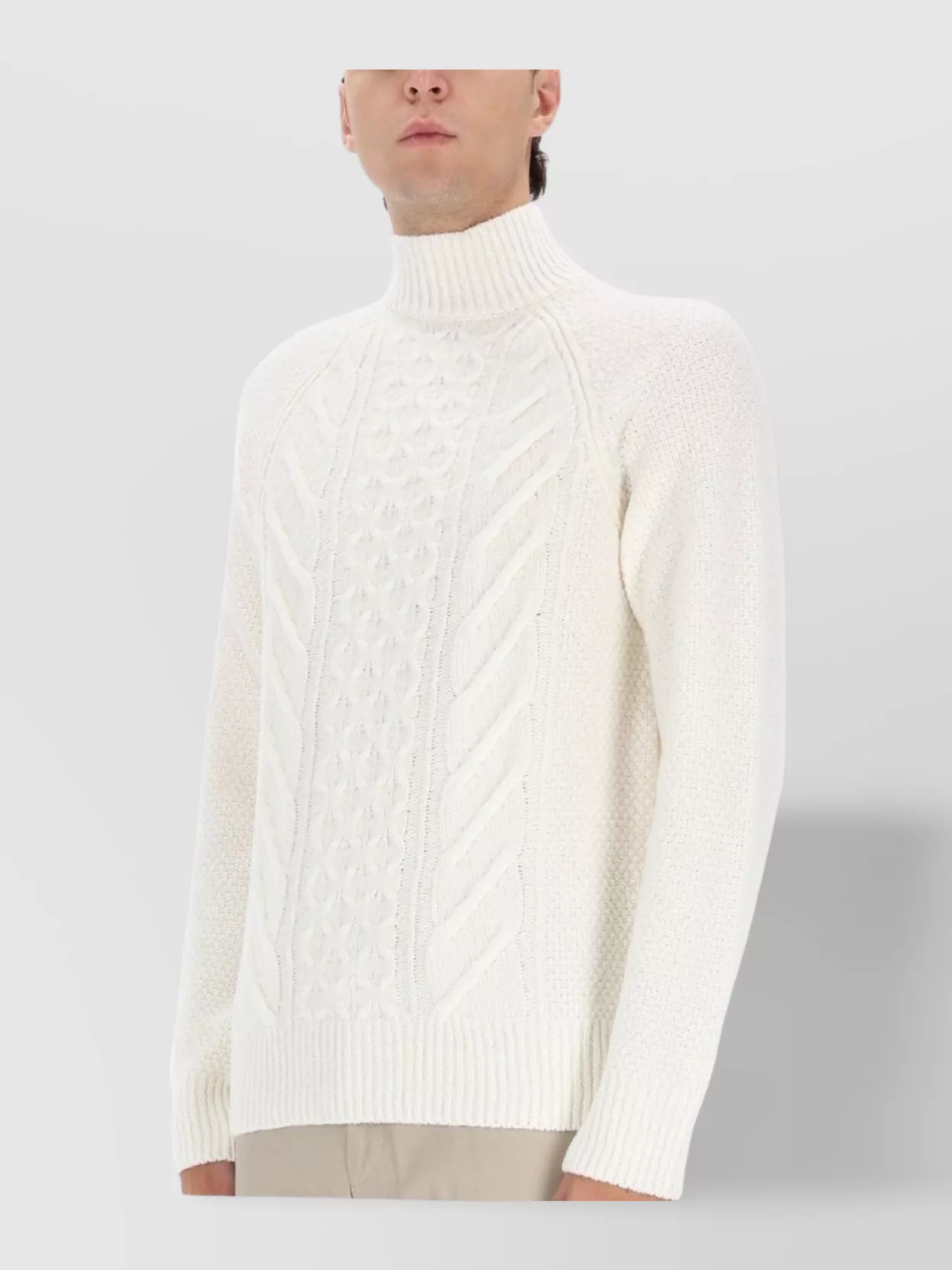 Boss High Neck Long Sleeve Cable Knit Sweater