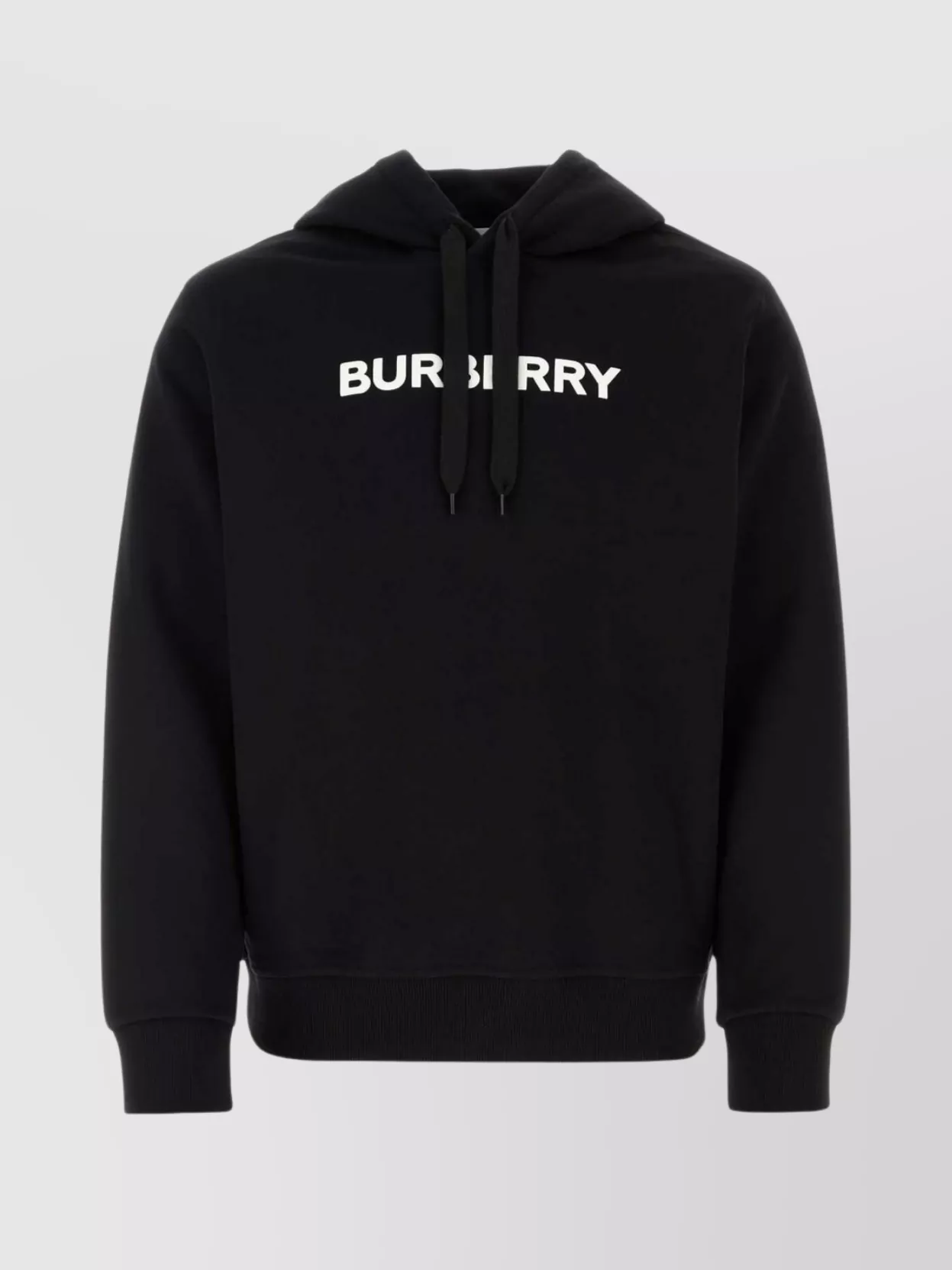 Shop Burberry Cotton Sweatshirt With Hood And Ribbed Details