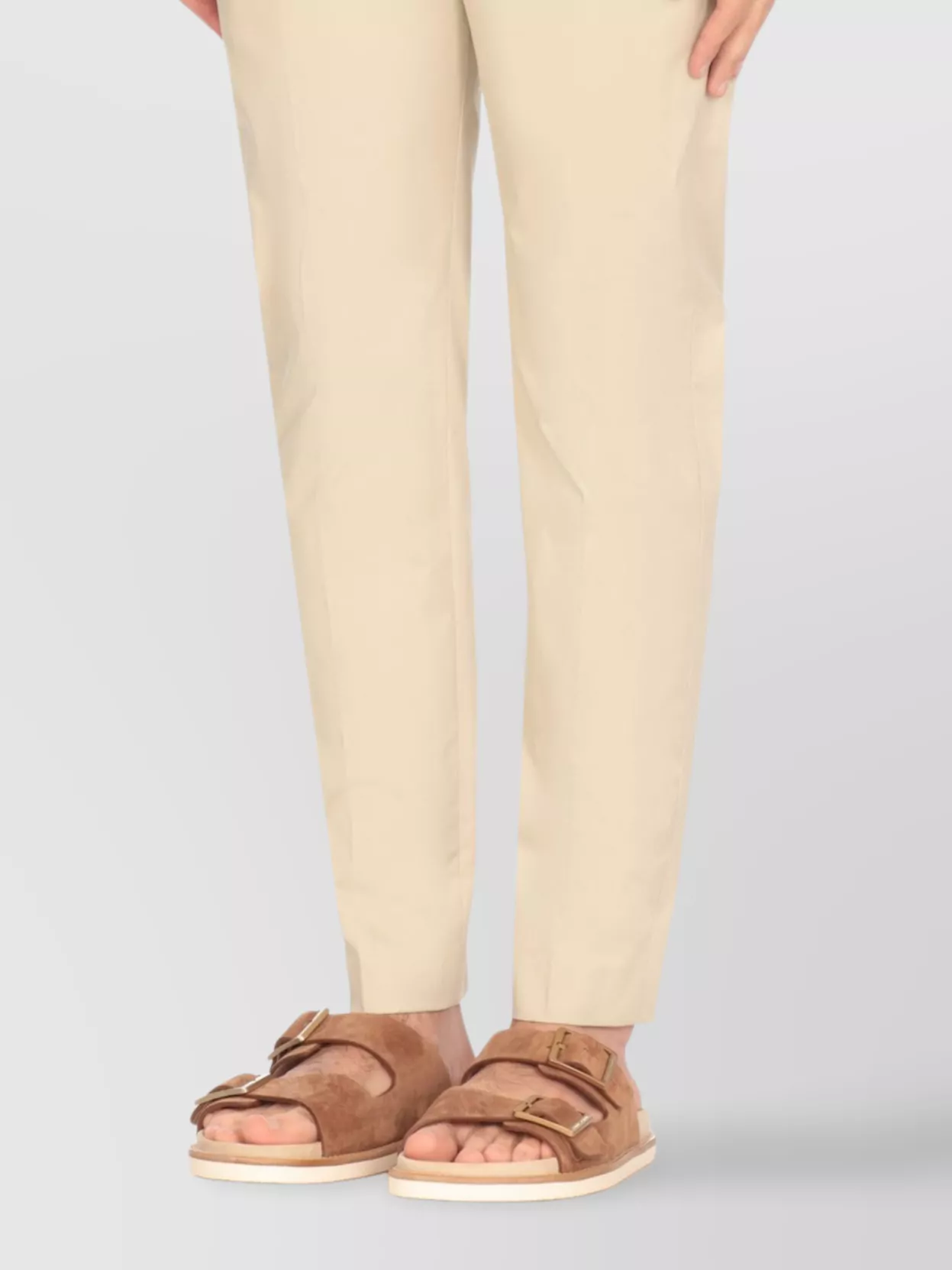 Pt Torino Straight Leg Cotton Trousers With Front Pleats In Neutral