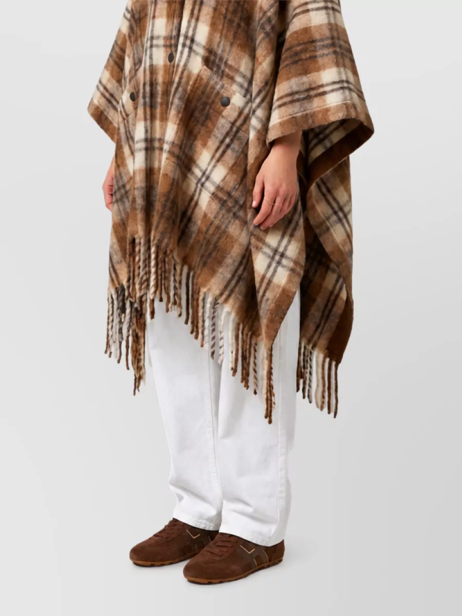 Moncler Grenoble Checked Mohair Alpaca Cape