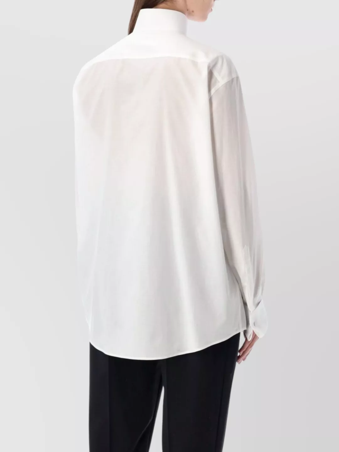 Tom Ford Structured Cotton Shirt Featuring Pleated Bib In White