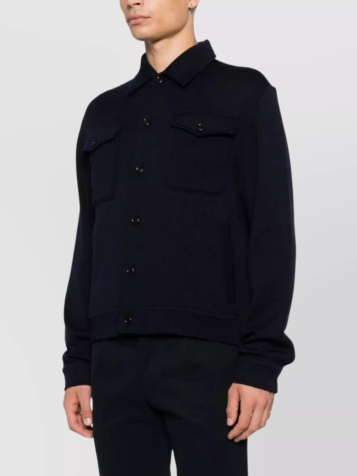 Lardini Men's Knit Jacket Chest Pockets