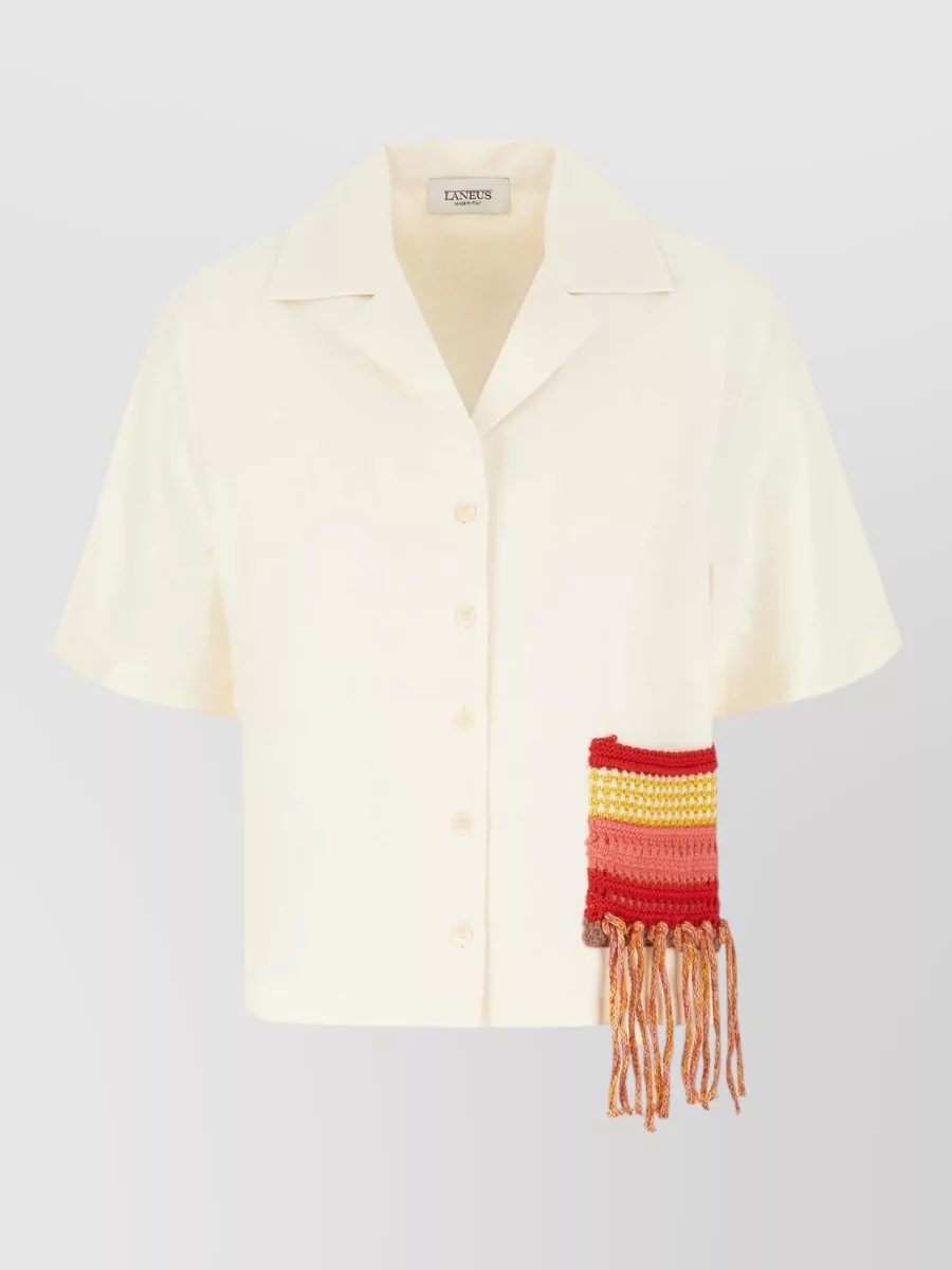 Laneus viscose cropped shirt jacket