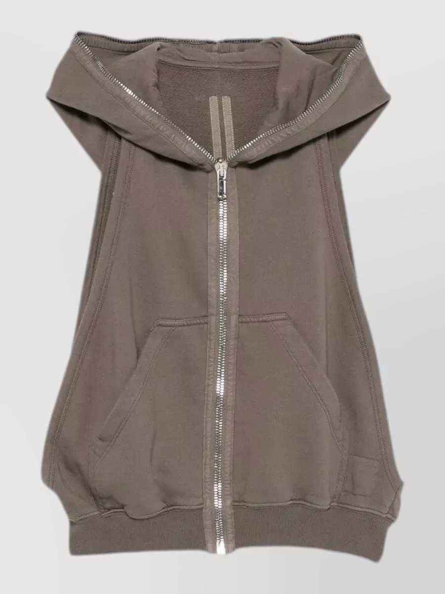 Rick Owens Drkshdw ribbed hem sleeveless hoodie