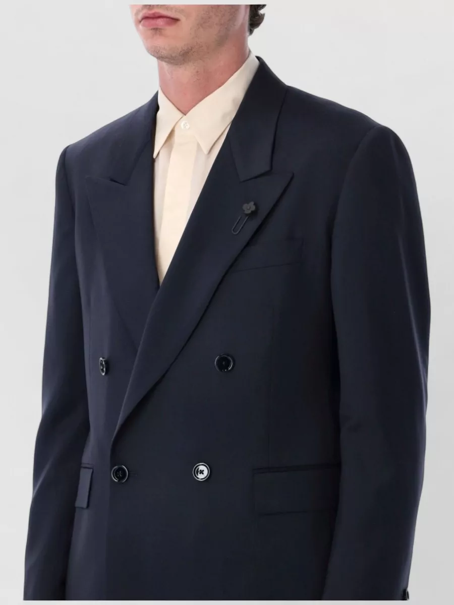 Lardini Virgin Wool Double-Breasted Suit Jacket