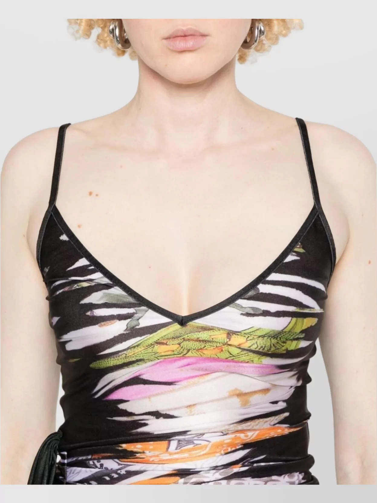 Diesel Tank Top With Graphic Print And Side Tie Detail