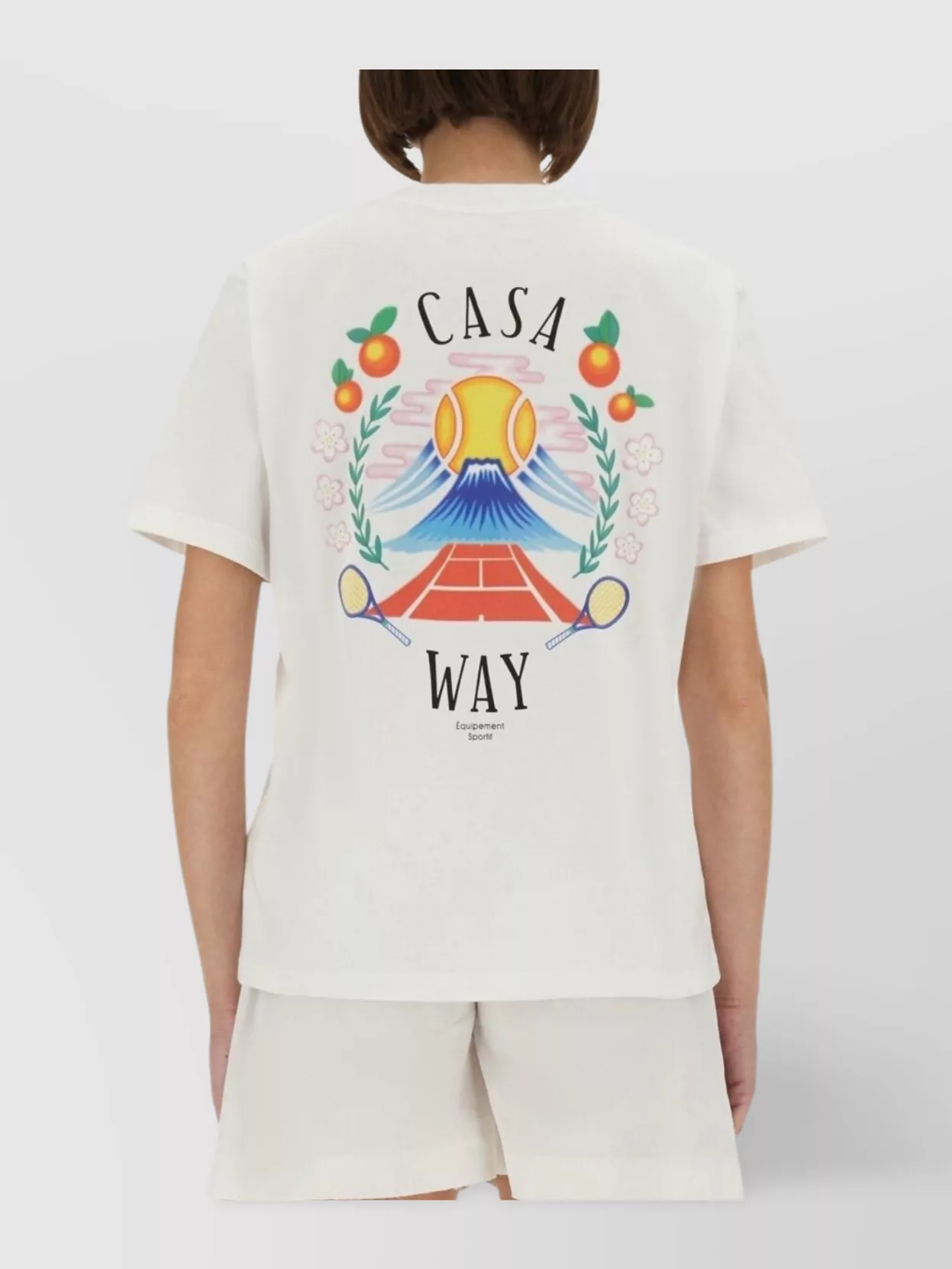 Casablanca Crew Neck Cotton T-shirt With Graphic Print In White