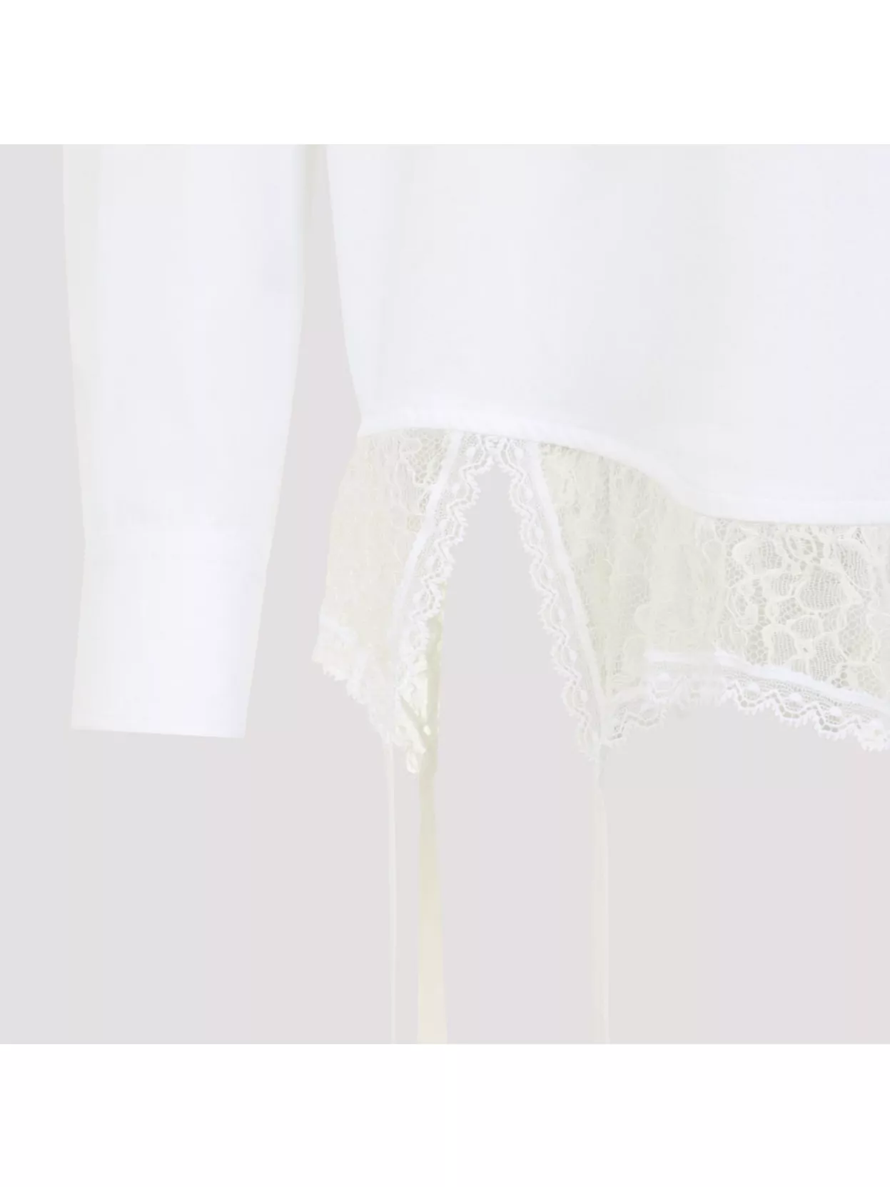 Shop Balenciaga Asymmetric Lace Hem Shirt