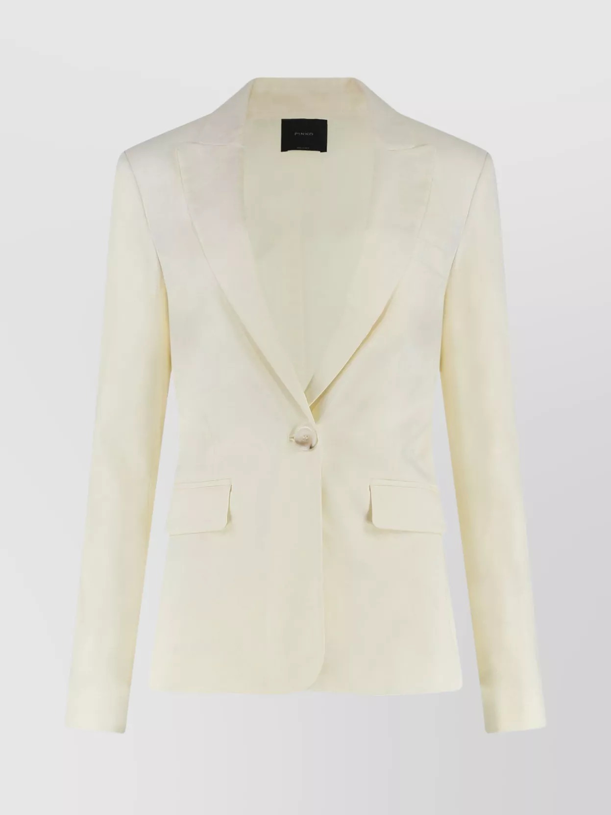 Pinko Linen Blazer With Back Vent And Pockets In Neutral